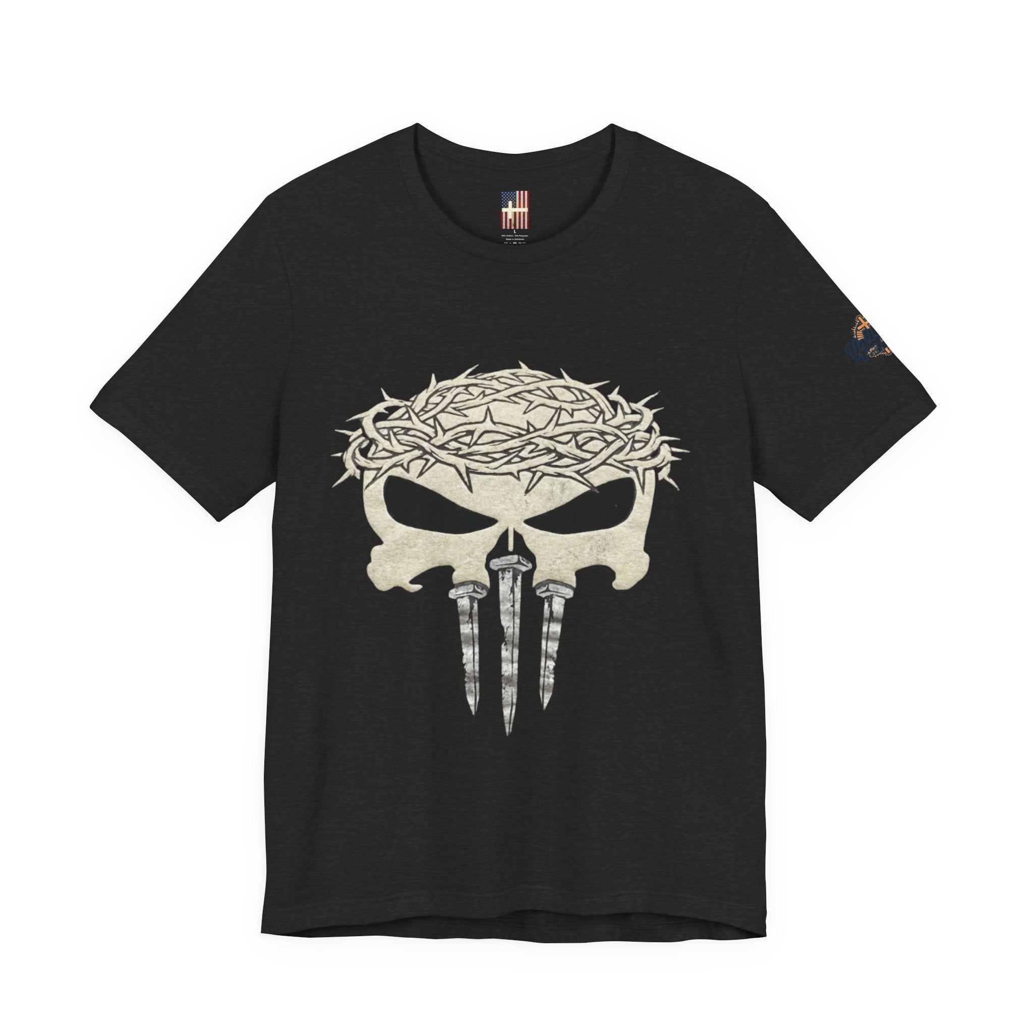 Christian Skull T-shirt - Crown of Thorns & Nails - Warrior Faith T-shirt Printify