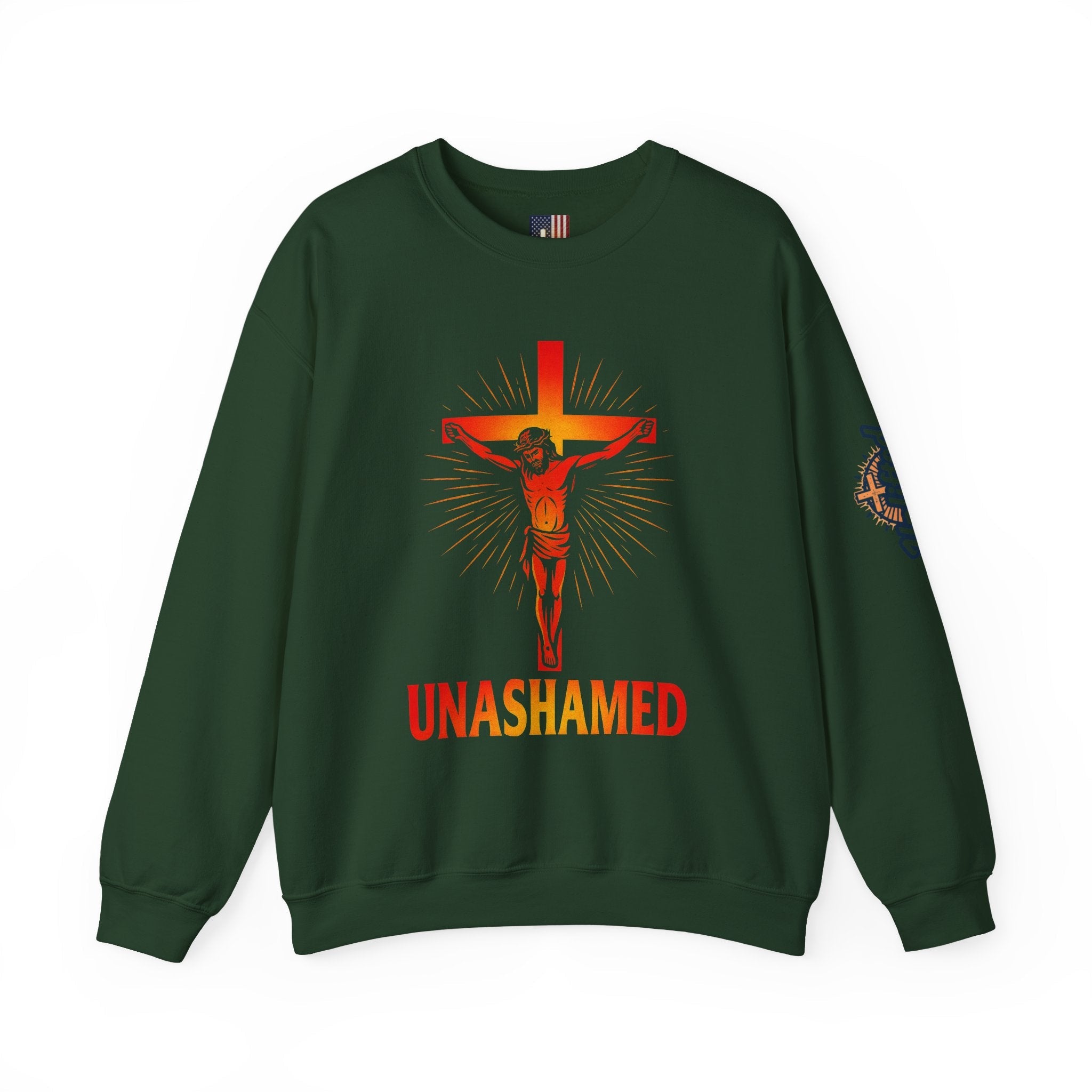 Unashamed Sweatshirt – Romans 1:16 Crucifixion Christian Sweatshirt for Bold Unwavering Faith Printify