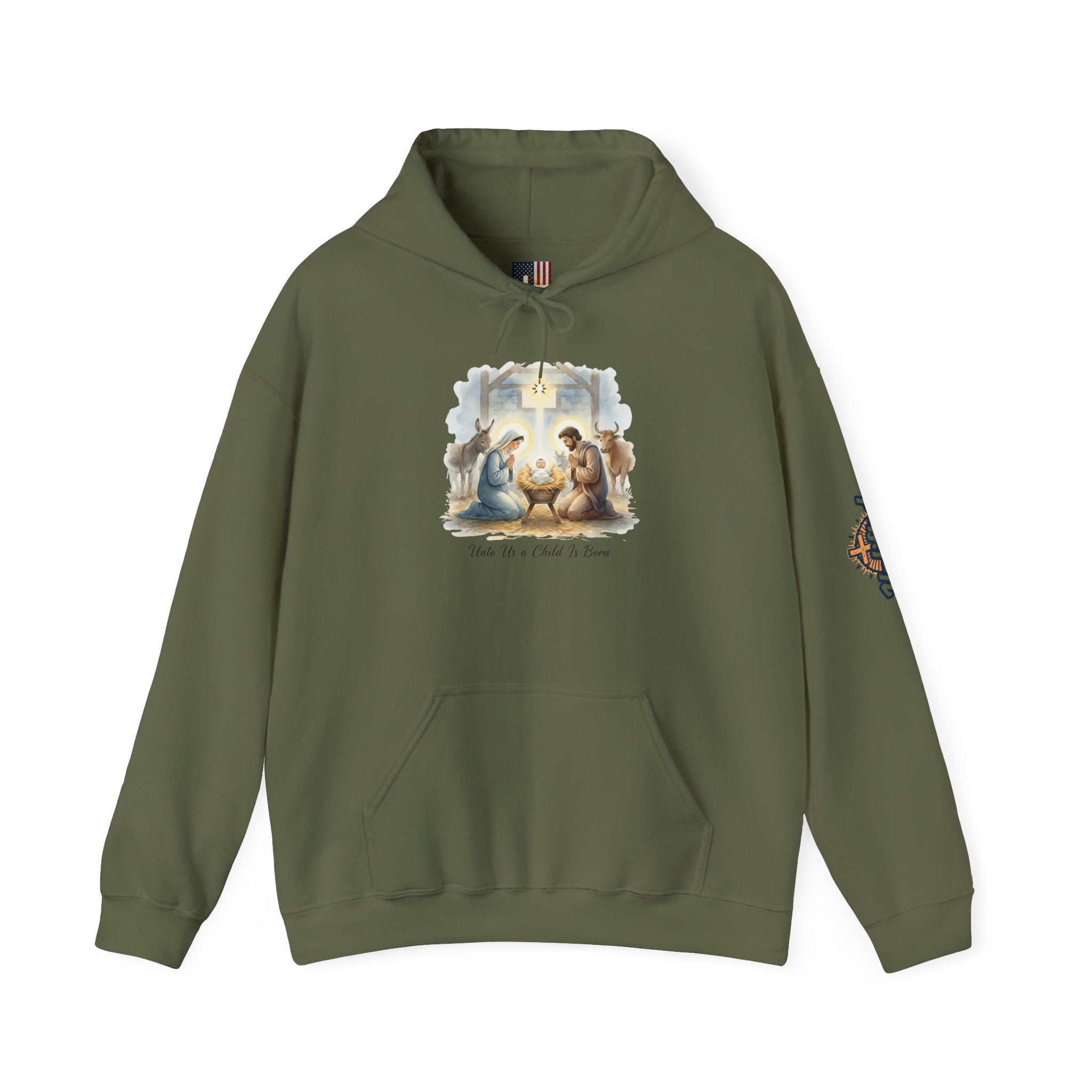 Unto Us a Child is Born Hoodie – Isaiah 9:6 Nativity Manger Scene Christian Christmas Sweatshirt for Holy Night Faith Printify