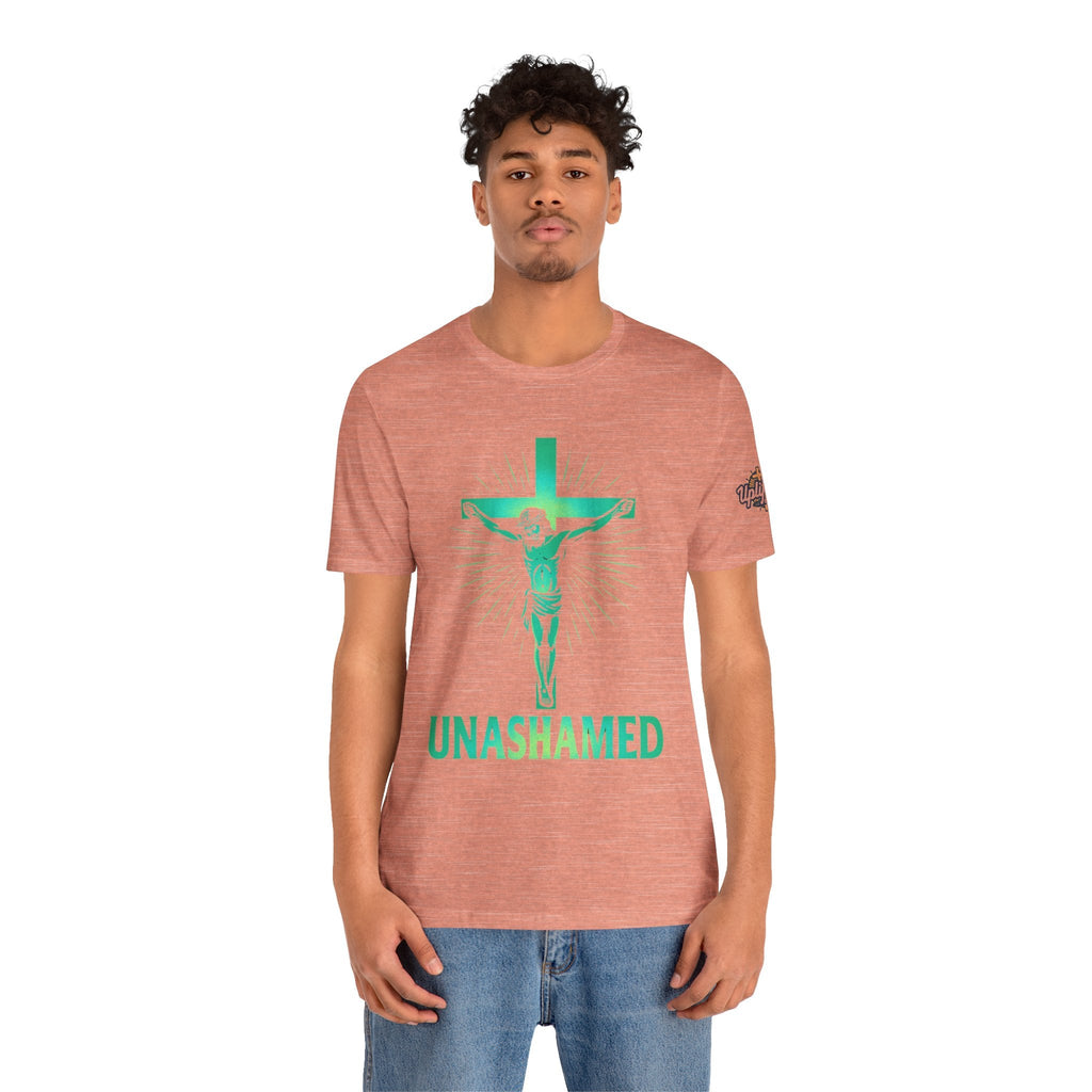 Unashamed T-shirt – Romans 1:16 Crucifixion Christian t-shirt for Bold Unwavering Faith Printify
