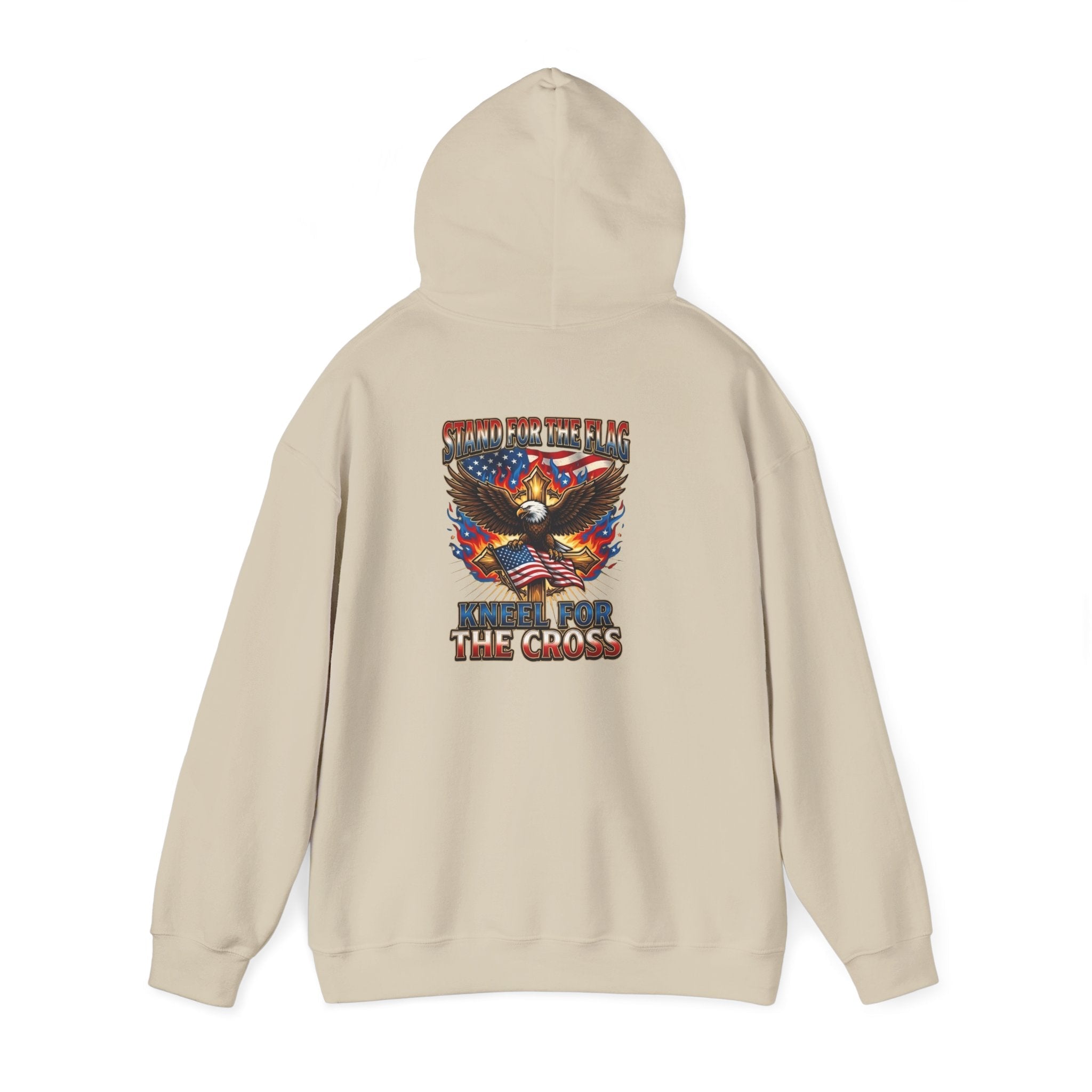 Stand for the Flag Kneel for the Cross Hoodie | Patriotic Eagle Hoodie Printify