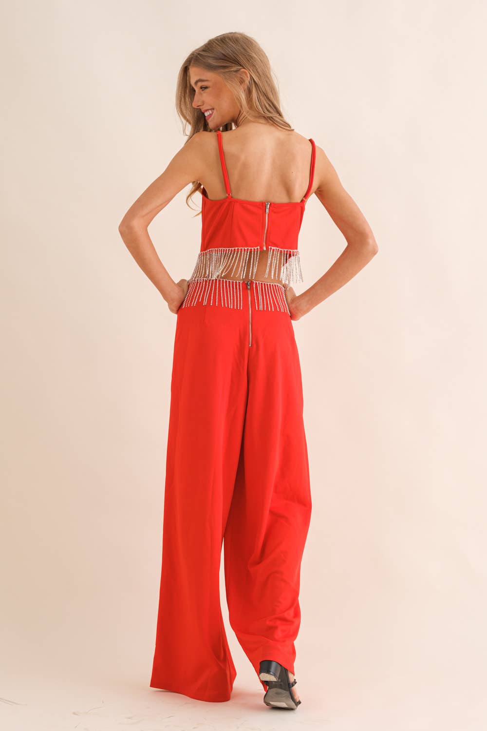 Red Rhinestone Cowgirl Jumpsuit Pretty Little Patriot