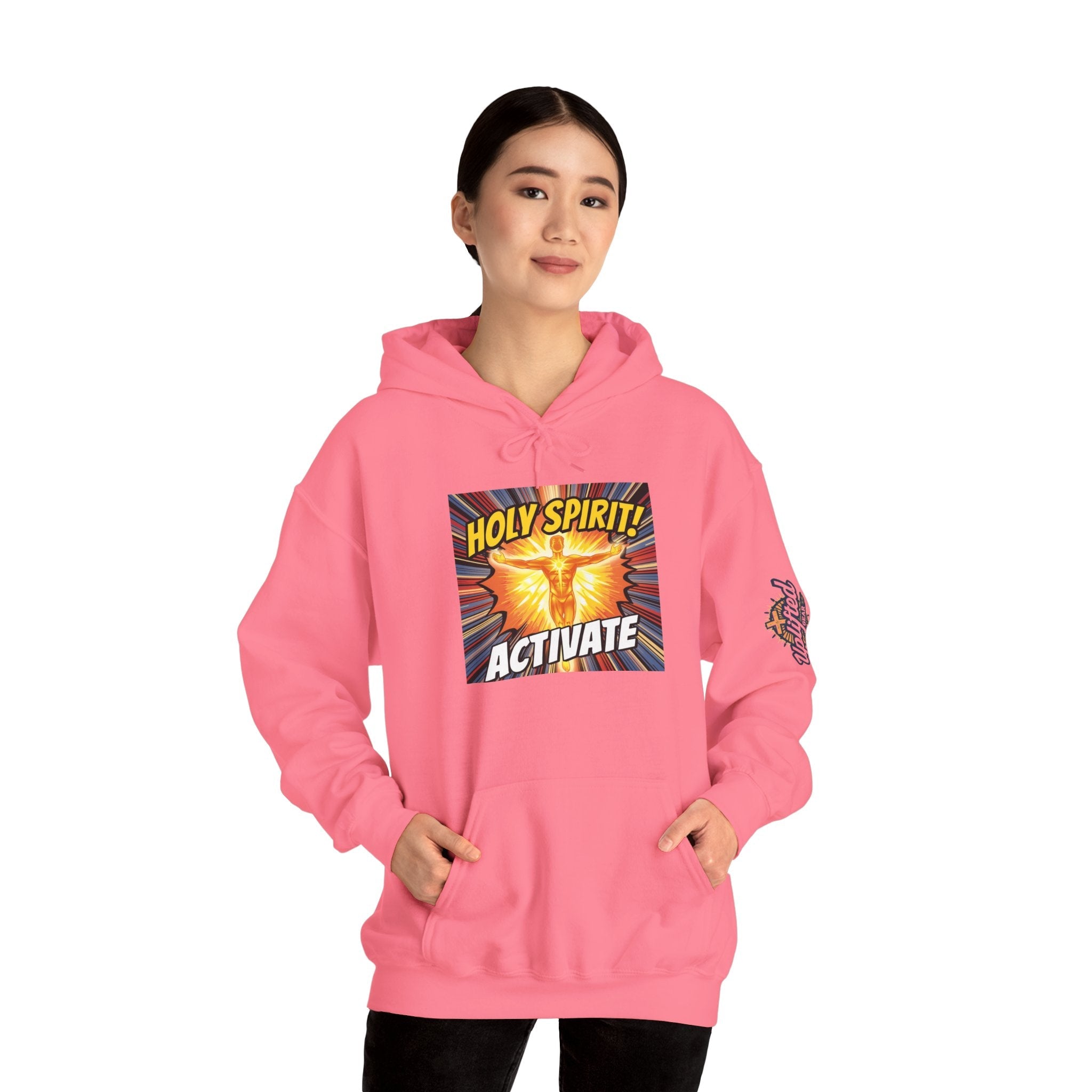 Holy Spirit Activate Hoodie – Superhero Christian Sweatshirt with Vibrant Power-Up Design for Faith-Fueled Boldness Printify