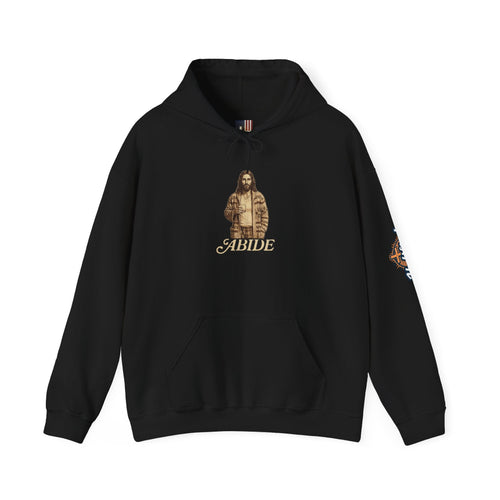 Abide Jesus Hoodie — Vintage 'The Dude' Religious Graphic Hoodie Printify