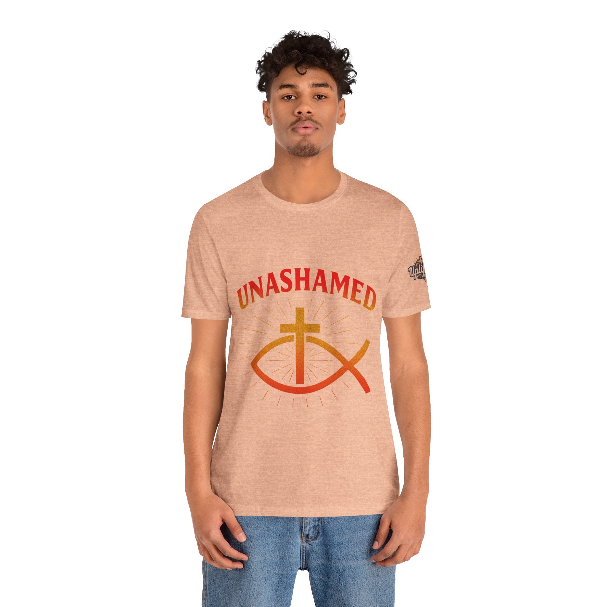 Unashamed T-shirt – Ichthys Jesus Fish & Cross Christian T-shirt for Romans 1:16 Bold Faith Printify