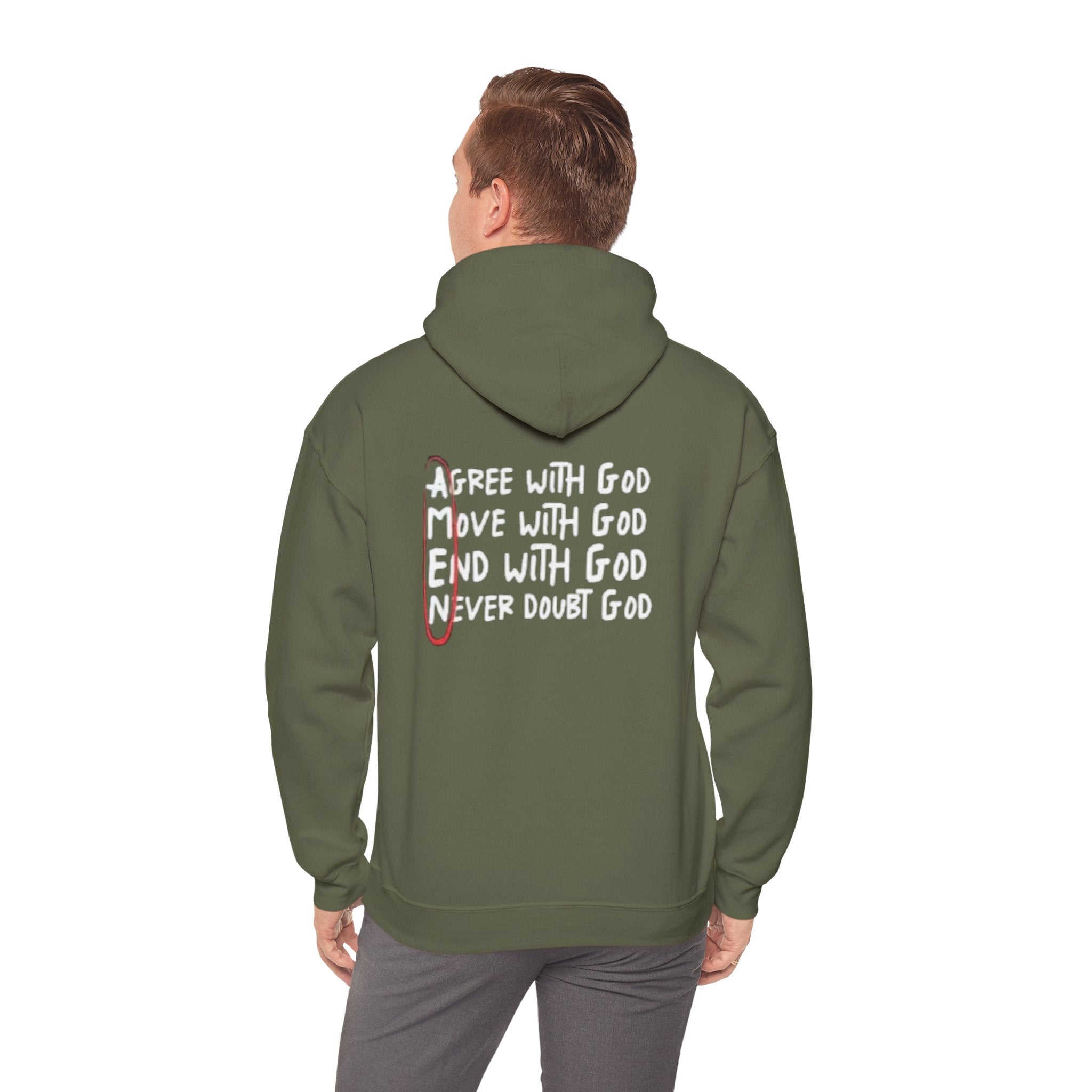 AMEN Acronym Hoodie – Agree with God Move with God End with God Never Doubt God Christian Sweatshirt for Unwavering Faith Printify