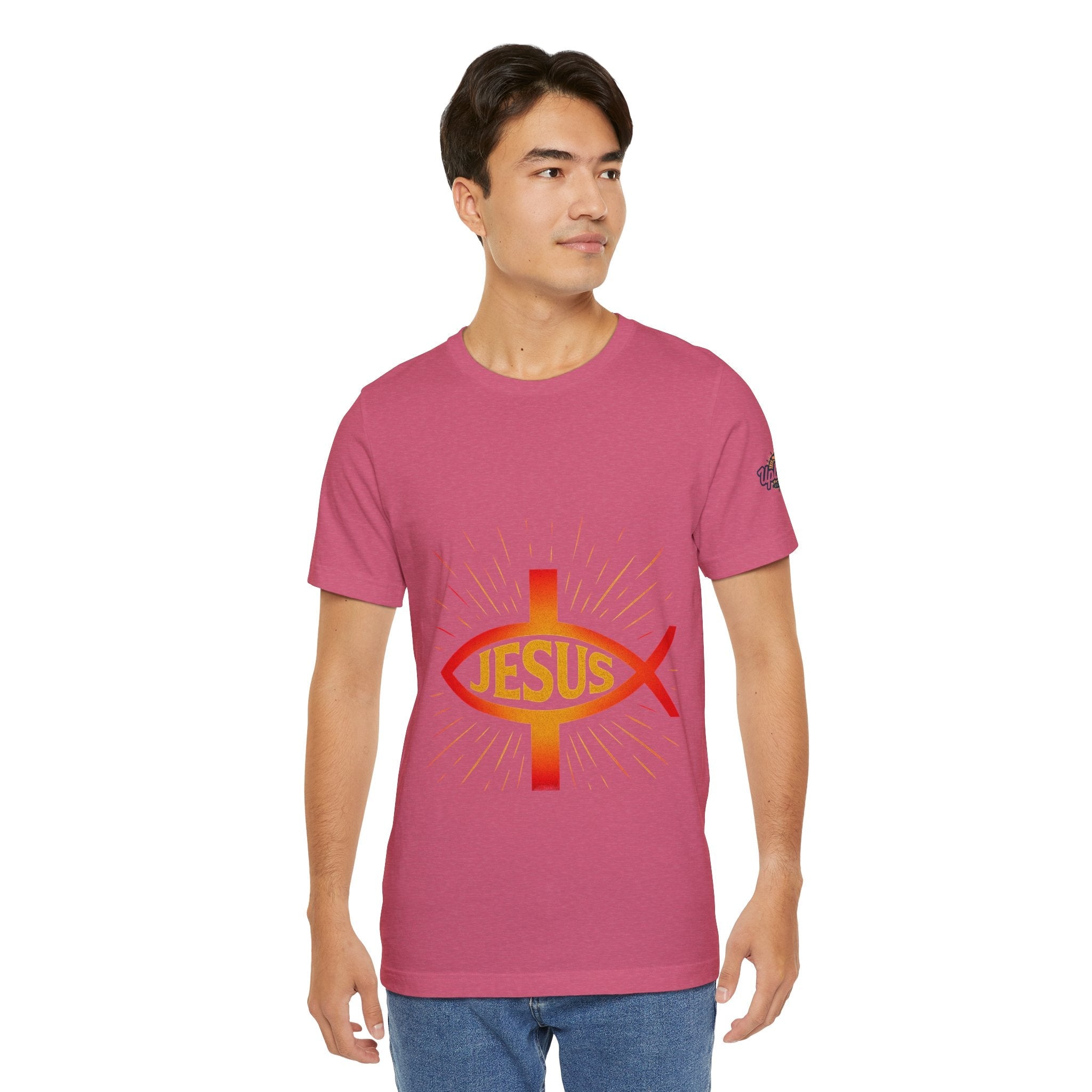 Jesus Ichthys T-shirt – Christian Fish Symbol with Cross & Jesus Inscription T-shirt for Eternal Faith & Streetwear Printify