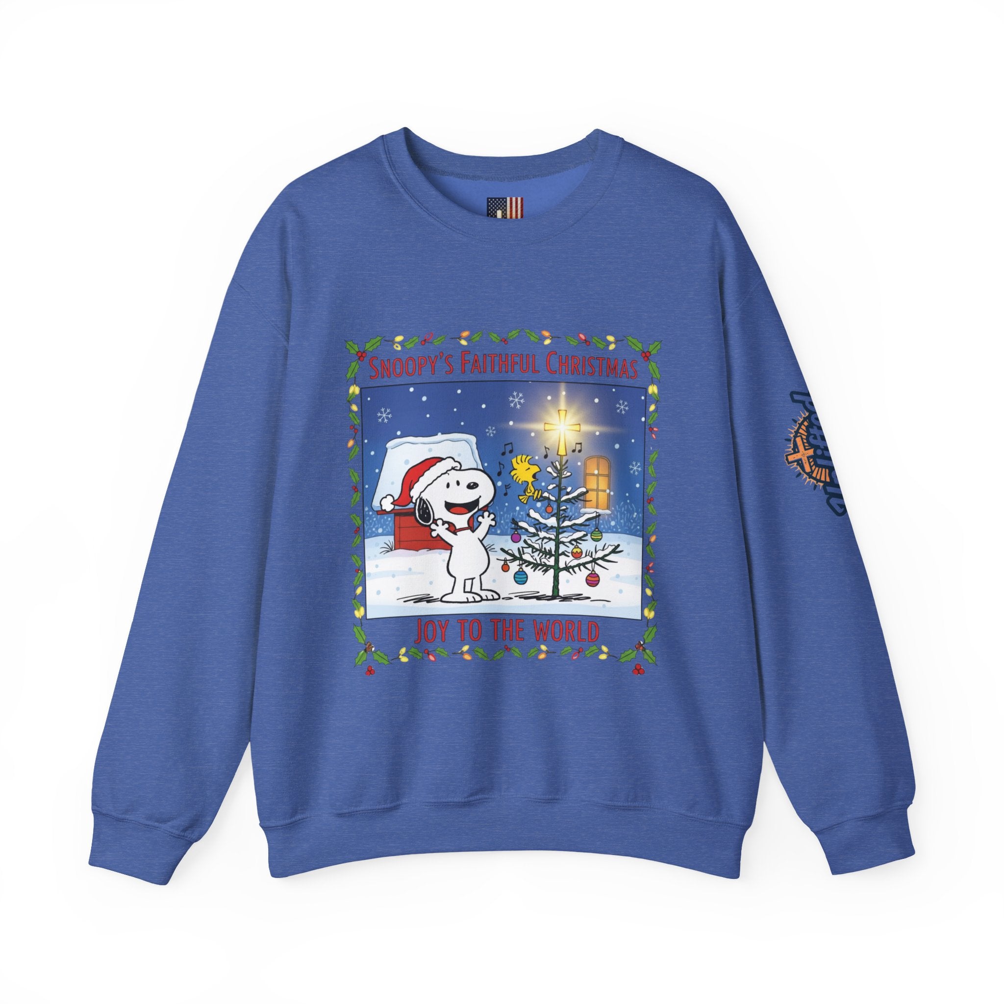 🎄 Faithful Christmas Friends – Christian Holiday Sweatshirt | Festive Tree & Cartoon Duo | Heartwarming Christmas Tee by Uplifted Gear Printify