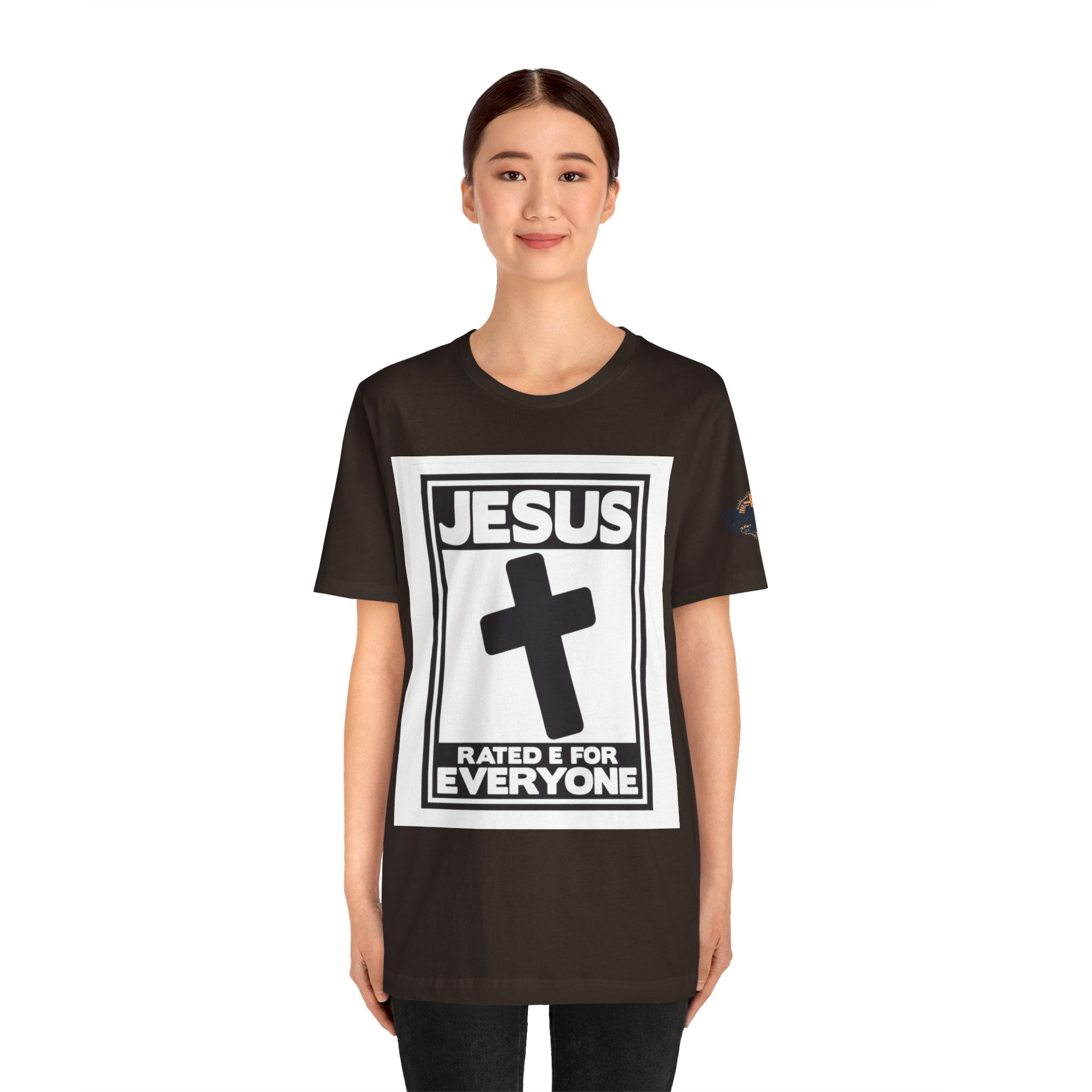 Jesus, Rated E for Everyone T-shirt - Gamer Faith T-shirt - Christian Video Game Parody Printify