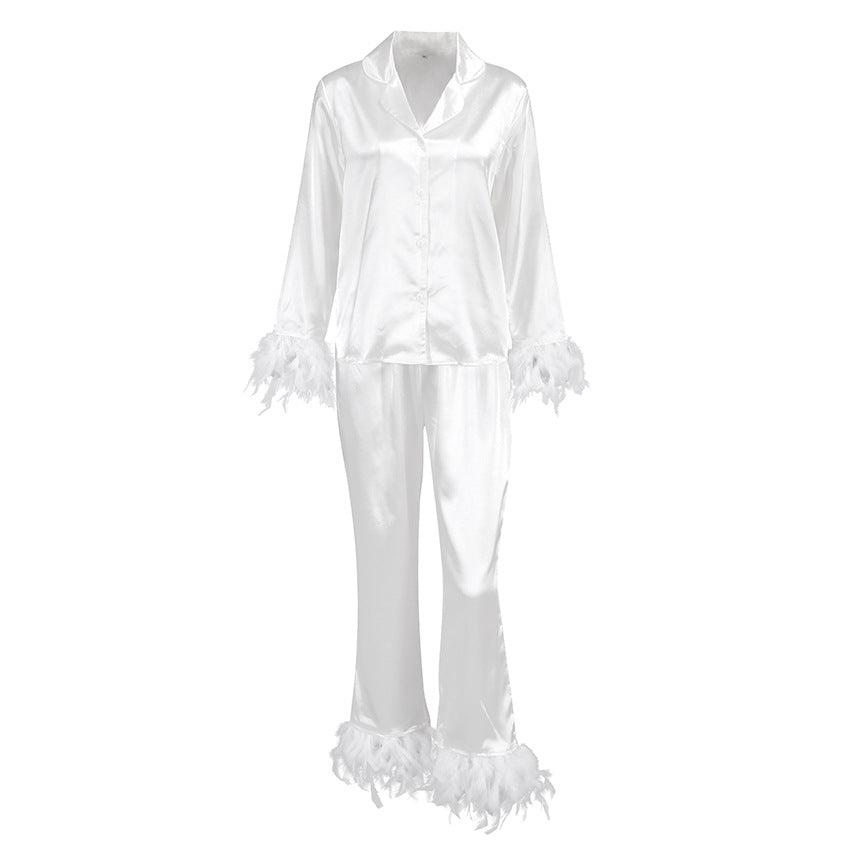 Heavenly Feathered Silk Pajamas in color options Pretty Little Patriot