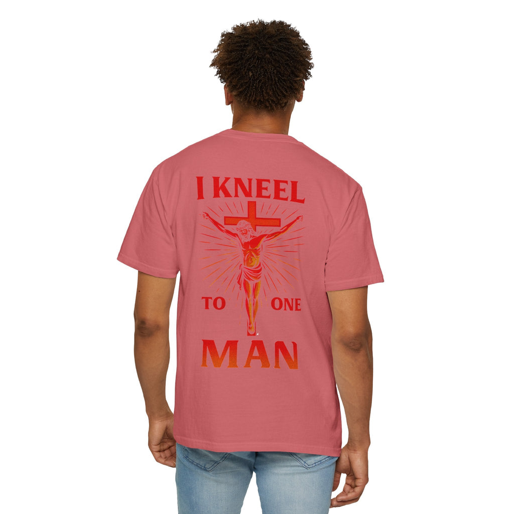 I Kneel to One Man T-shirt – Crucifixion Christian T-shirt for Unashamed Devotion & Bold Faith Printify