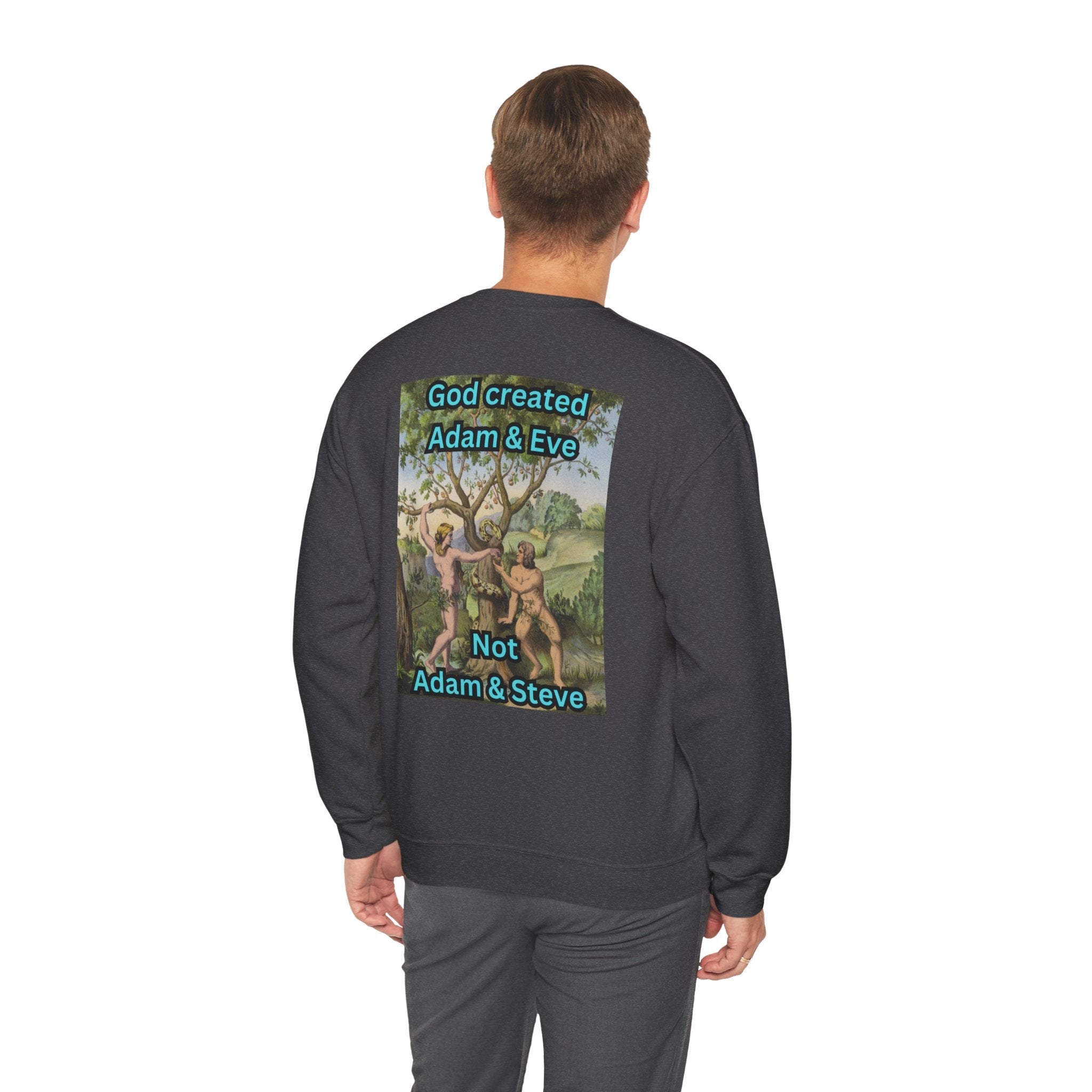 God Created Adam and Eve Sweatshirt – Biblical Truth Christian Sweatshirt for Unshakable Faith Printify