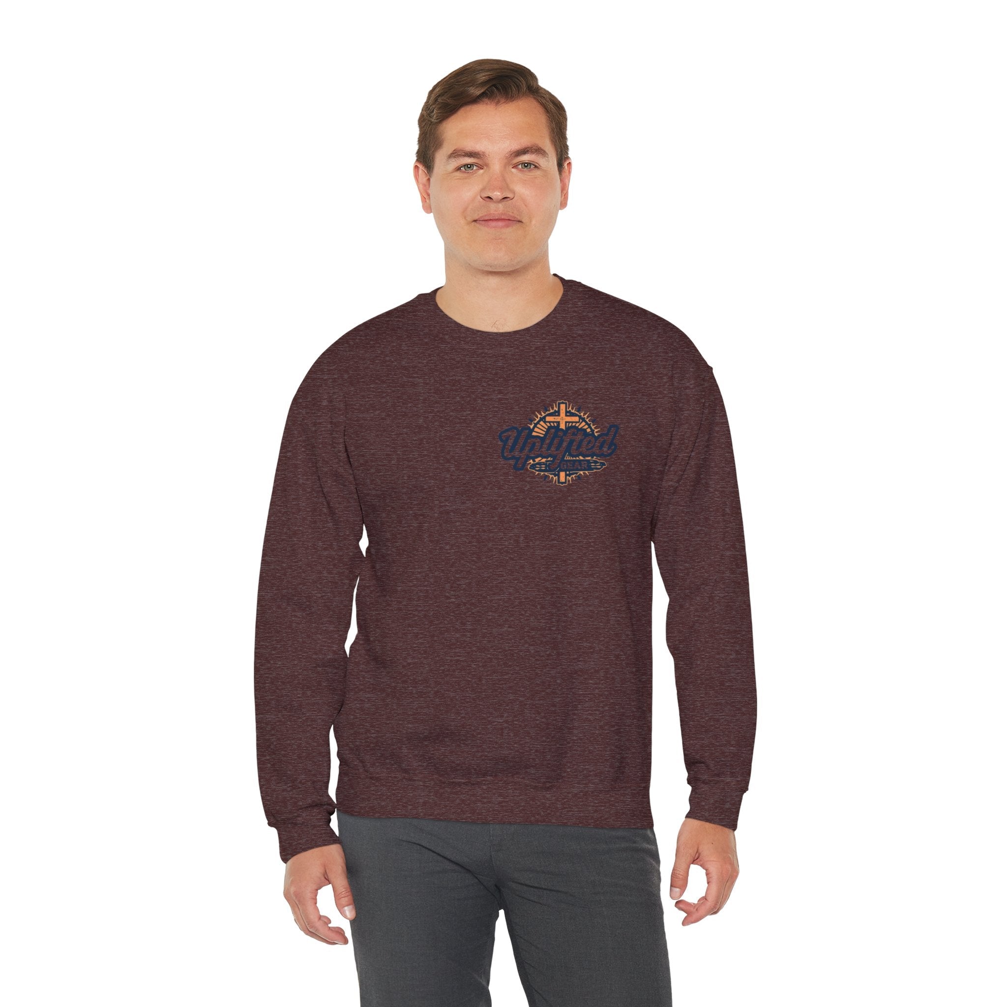 ✨ Chosen. Loved. Redeemed. – Elegant Christian Sweatshirt | Gold Foil Faith Tee | Subtle Cross & Heart Design | Inspirational Bible Verse Apparel by Uplifted Gear Printify