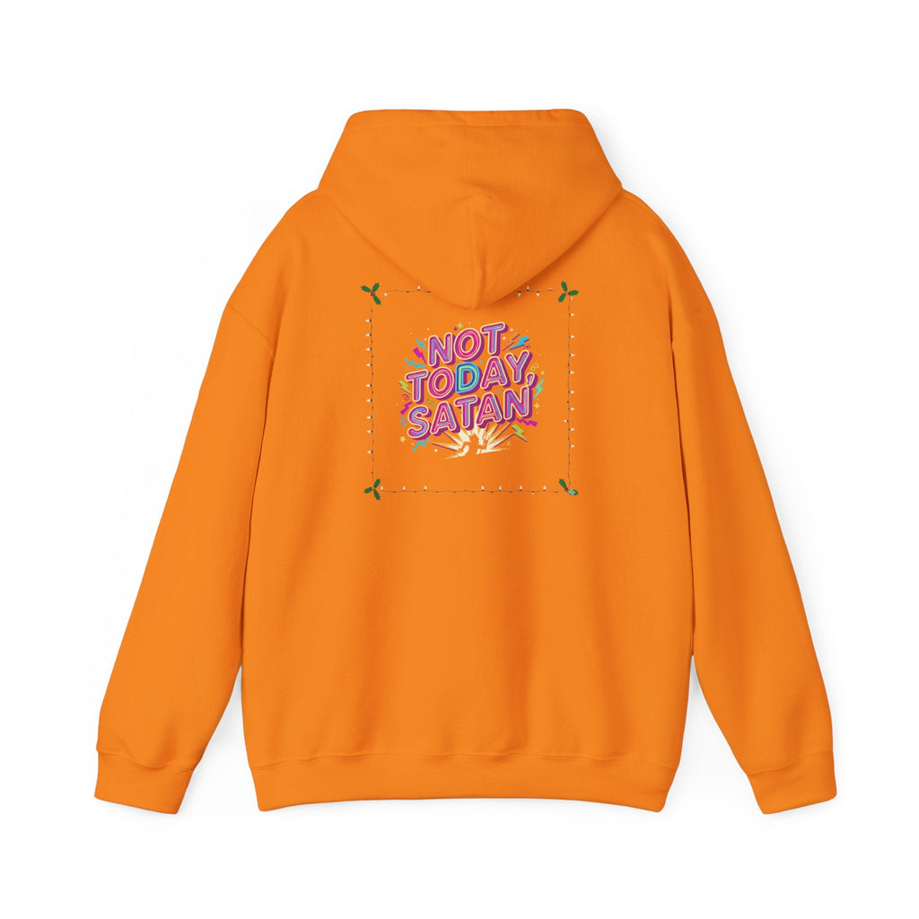 🔥 Not Today, Satan – Retro 90s Christian Hoodie | Neon Faith Tee | Funky Cartoon Devil | Bold Bible Verse Shirt | Uplifted Gear Printify