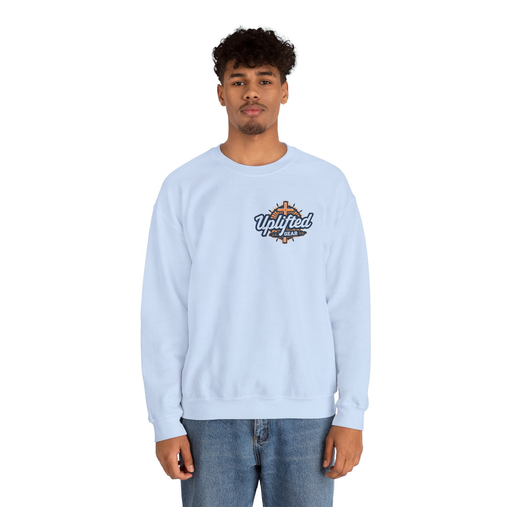 Walk by Faith Sweatshirt – Cross & Footprints Christian Sweatshirt for Cozy Inspiration Printify