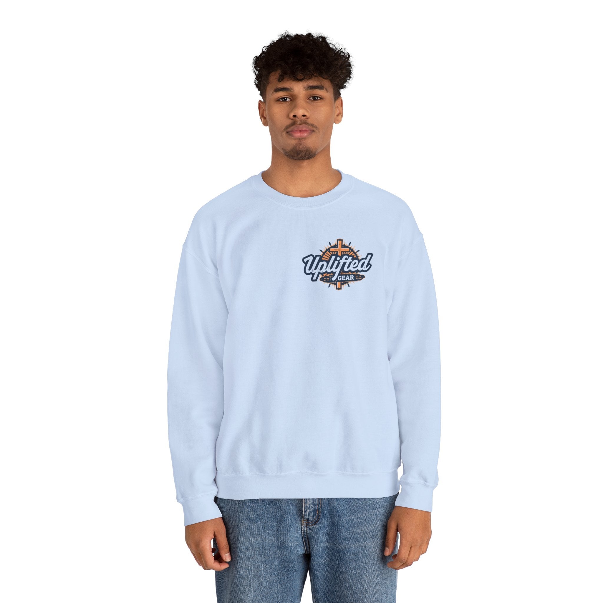 Walk by Faith Sweatshirt – Cross & Footprints Christian Sweatshirt for Cozy Inspiration Printify