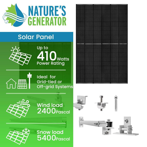 410 Watt Monocrystalline Solar Panel (2 Pack) With Solar Panel Mount Rack Nature's Generator