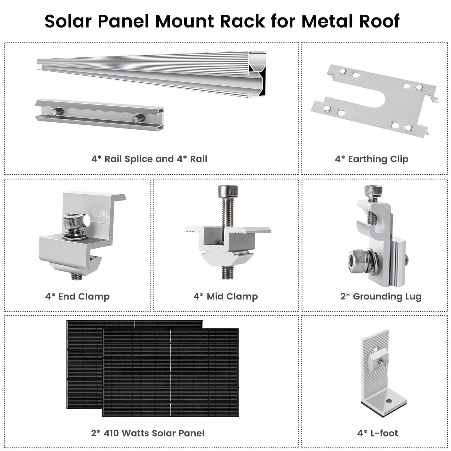 410 Watt Monocrystalline Solar Panel (2 Pack) With Solar Panel Mount Rack Nature's Generator