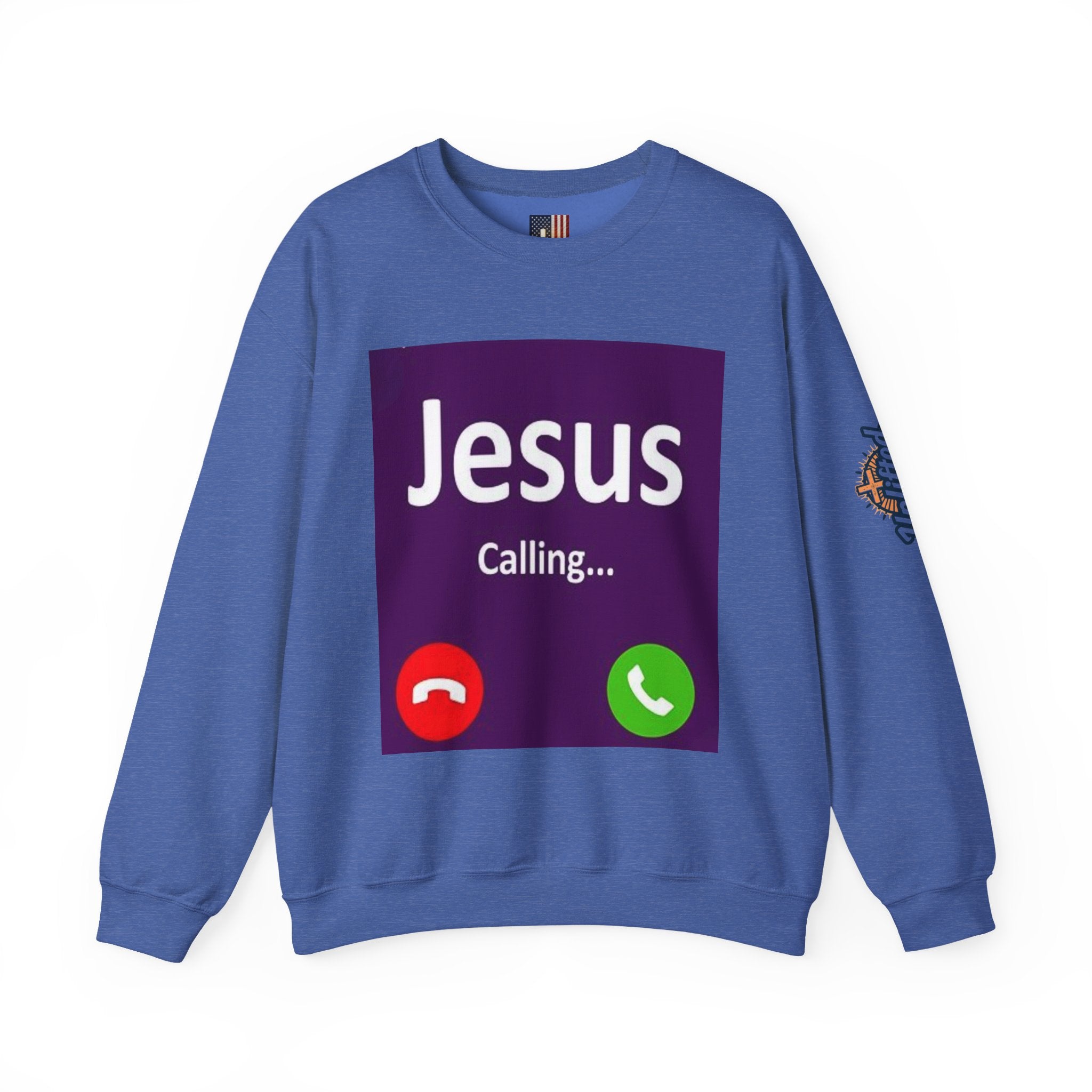 Jesus Calling Sweatshirt – Funny Cell Phone Screen Christian Sweatshirt for Divine Connection & Faith Humor Printify