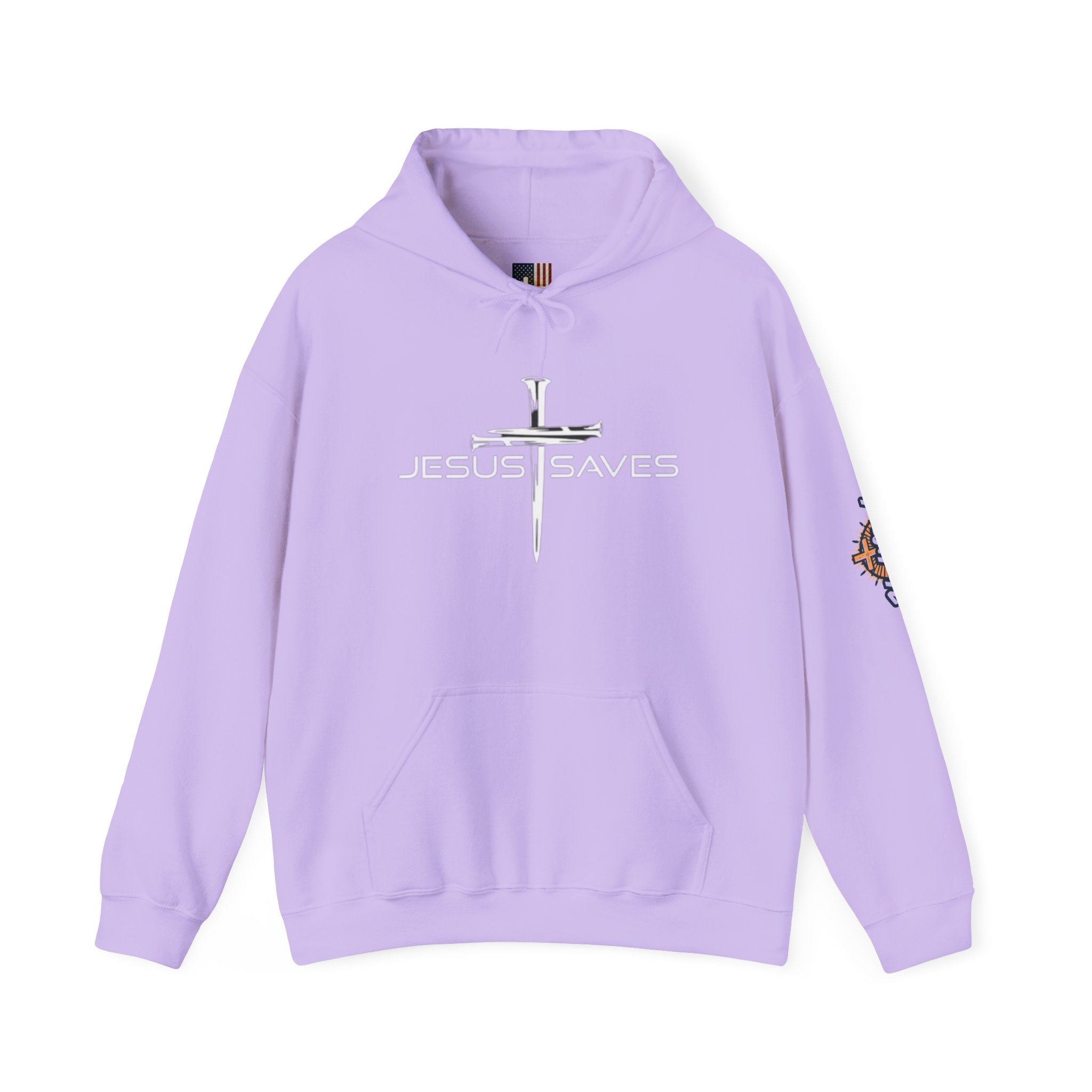 Jesus Saves Hoodie – 3 Nails Crucifix Cross Christian Sweatshirt for Redemption Faith & Bold Salvation Printify