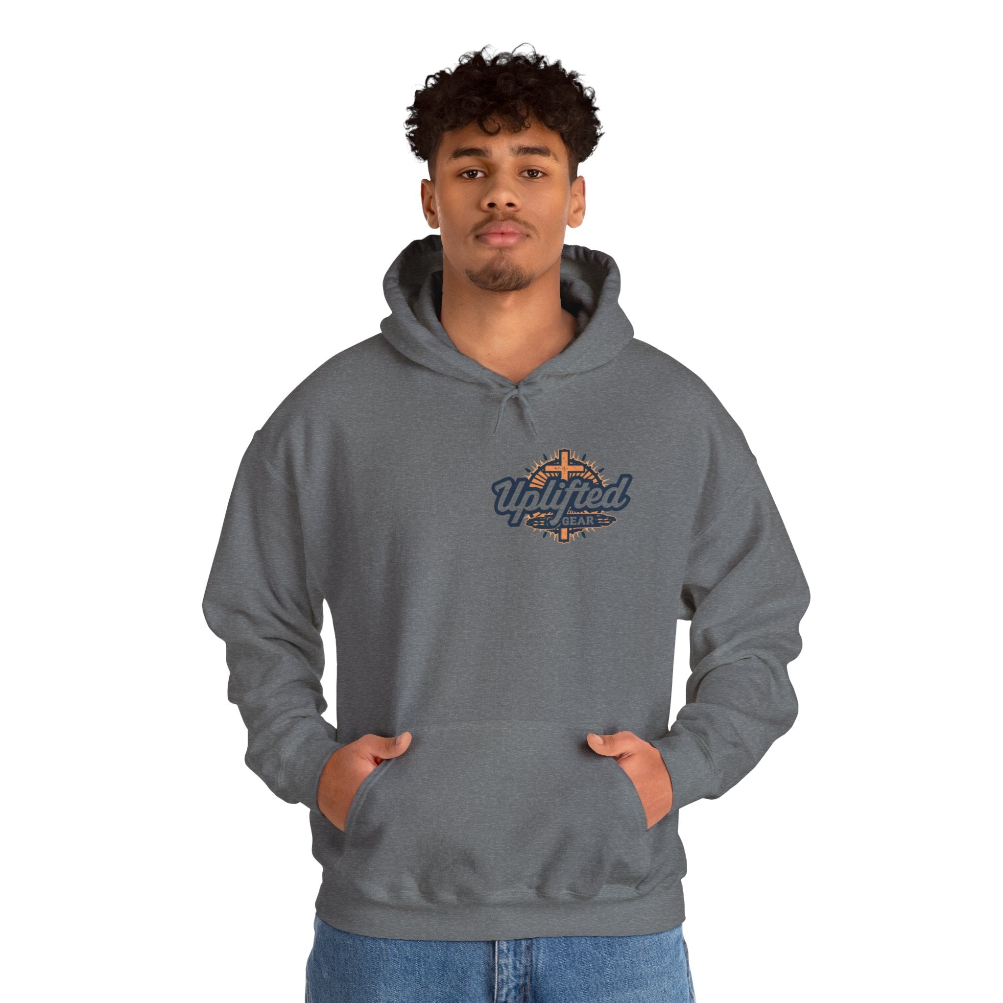 🔥 I’m With Him → Christian Hoodie | Arrow Pointing to Jesus | Minimalist Faith Tee | Subtle Cross Design | Bible-Inspired Apparel by Uplifted Gear Printify