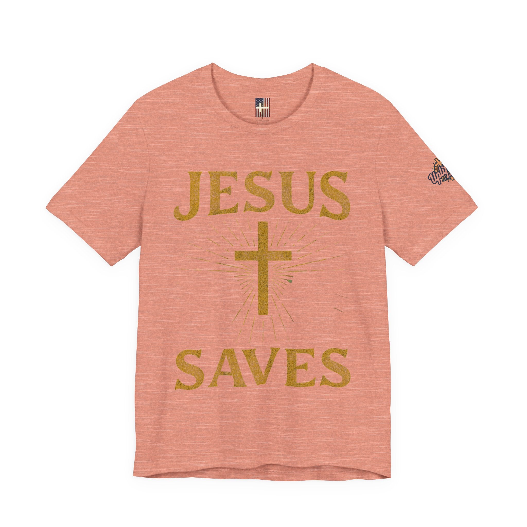 Jesus Saves T-shirt – Radiant Cross & Rays of Light Christian T-shirt for Eternal Hope & Faith Printify
