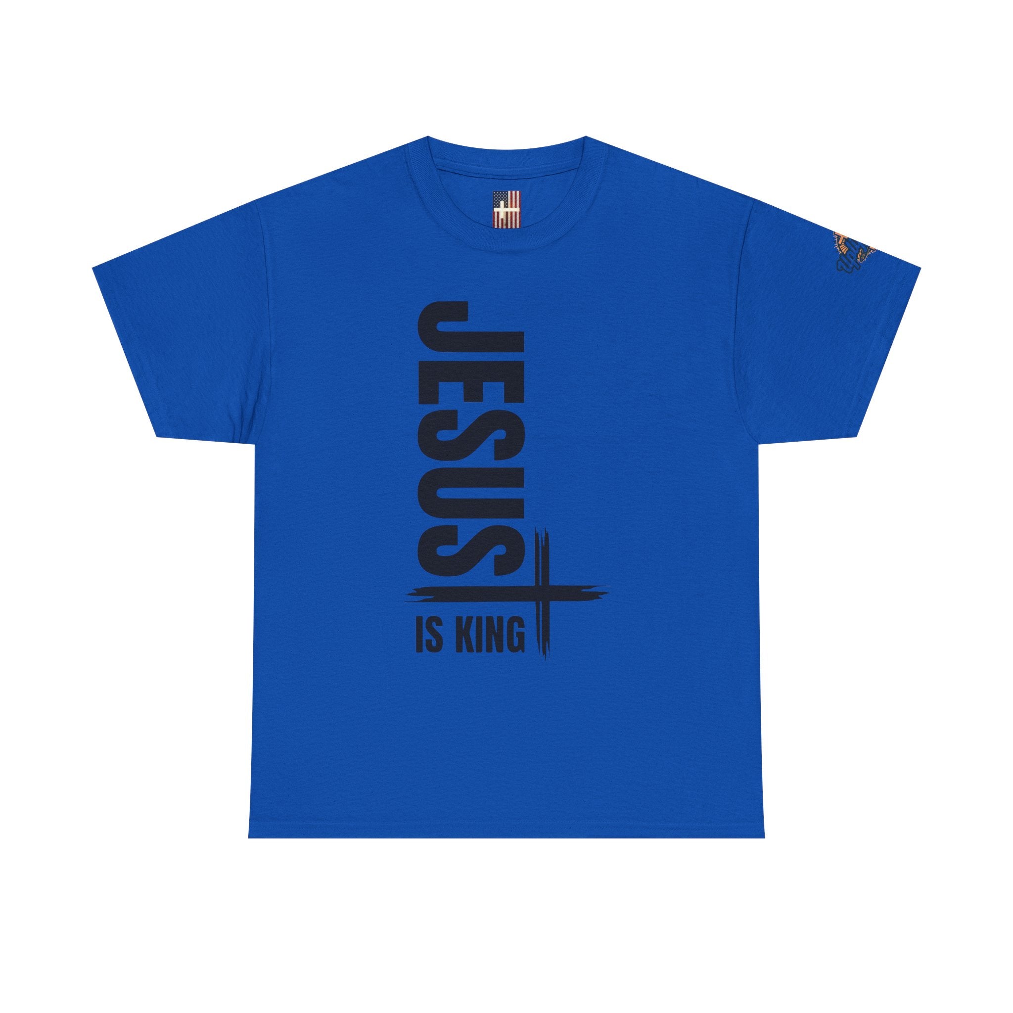 Jesus Is King T-shirt | Modern Typographic Cross Christian T-shirt Printify