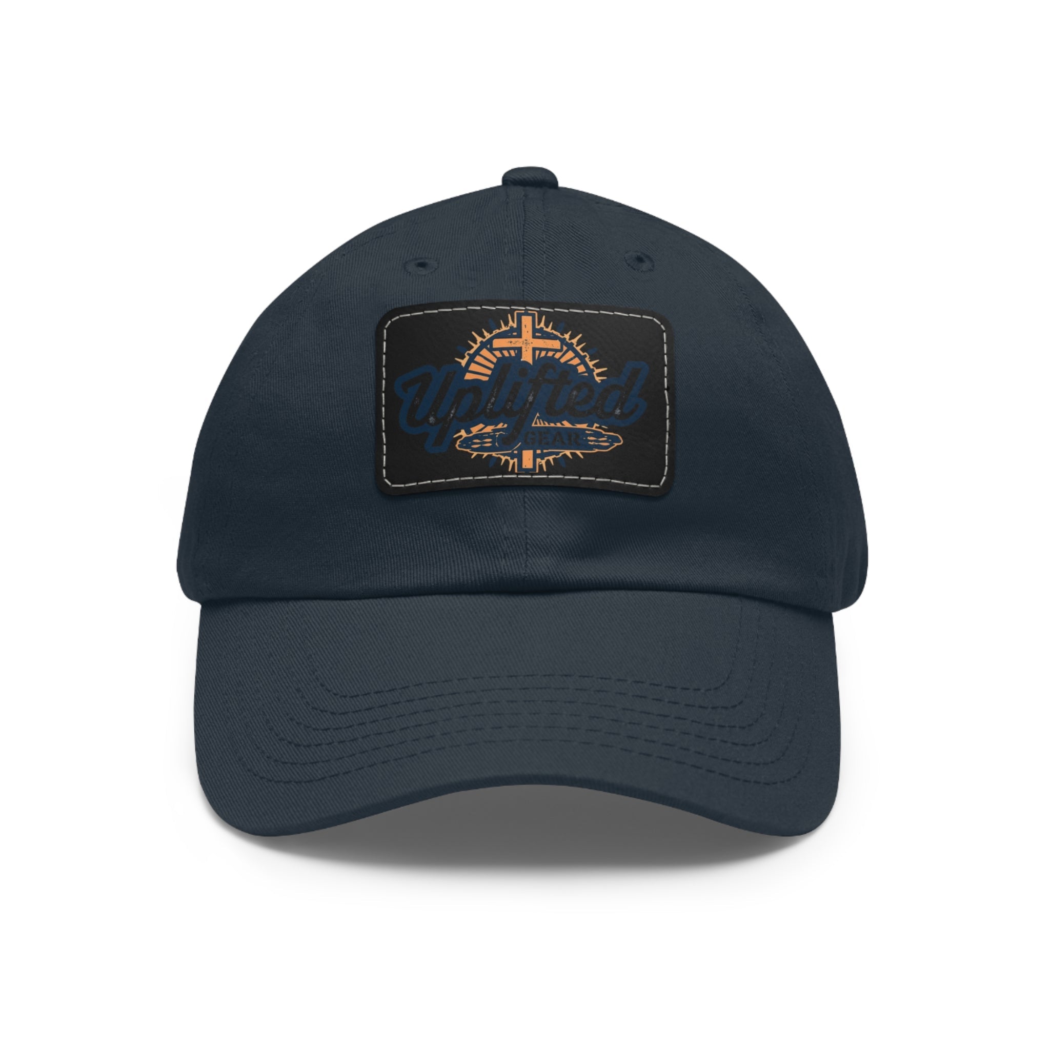 Uplifted Gear Leather Patch Dad Hat — Vintage Aviation Logo Cap Printify