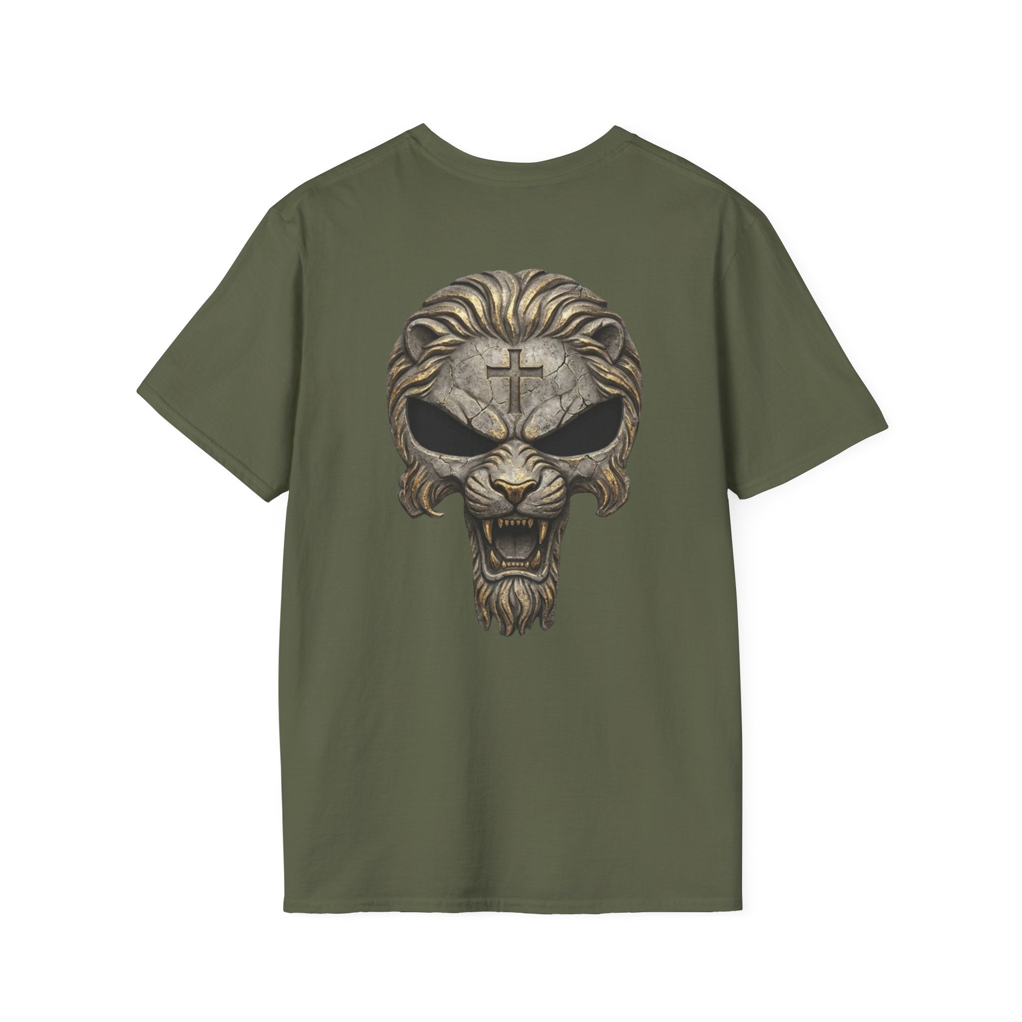 Lion of Judah Skull Christian T-shirt - Warrior Faith Cross T-shirt Printify