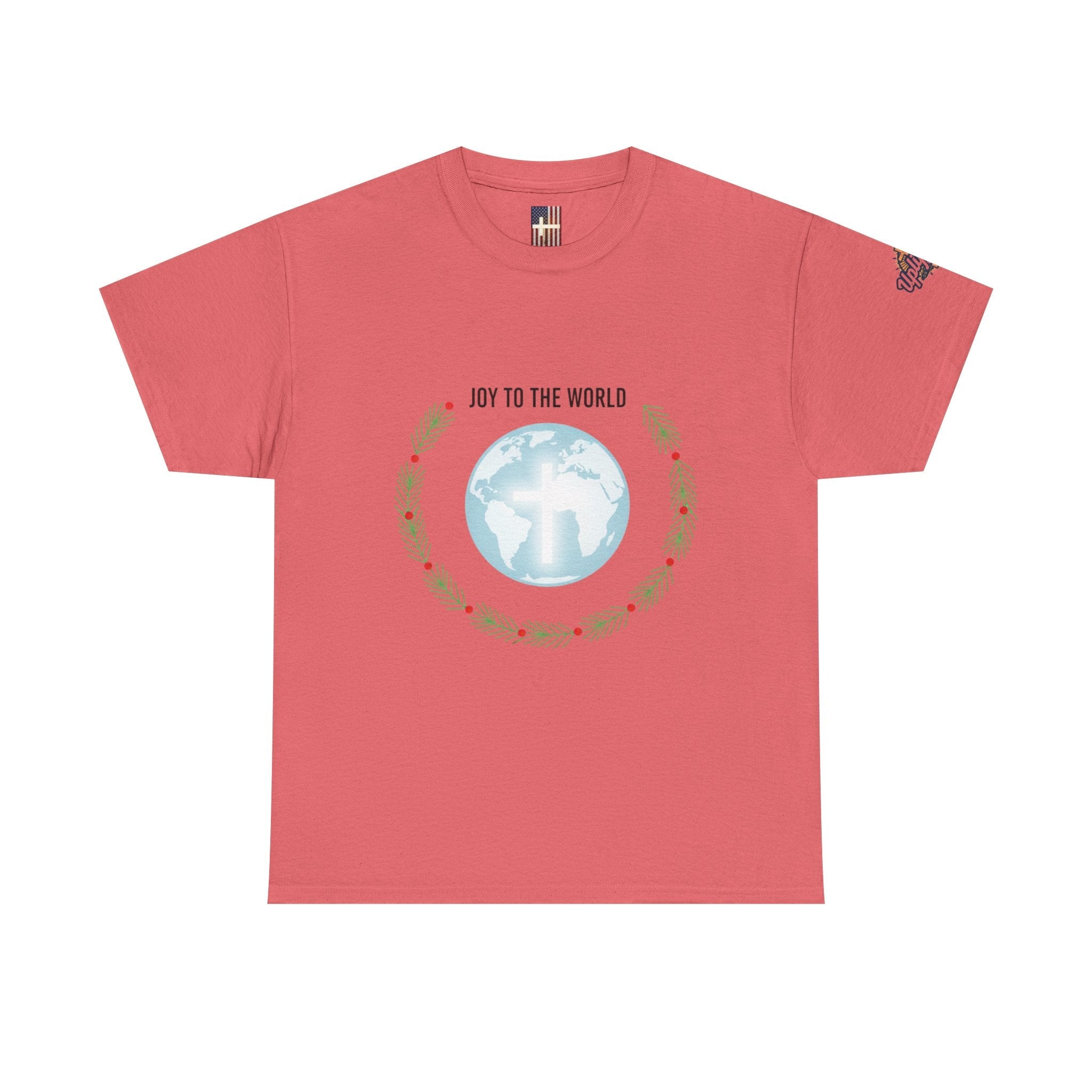 Joy to the World T-shirt – Wreath Earth Nativity Christian Christmas T-shirt for Isaiah 9:6 Holiday Faith & Festive Joy Printify