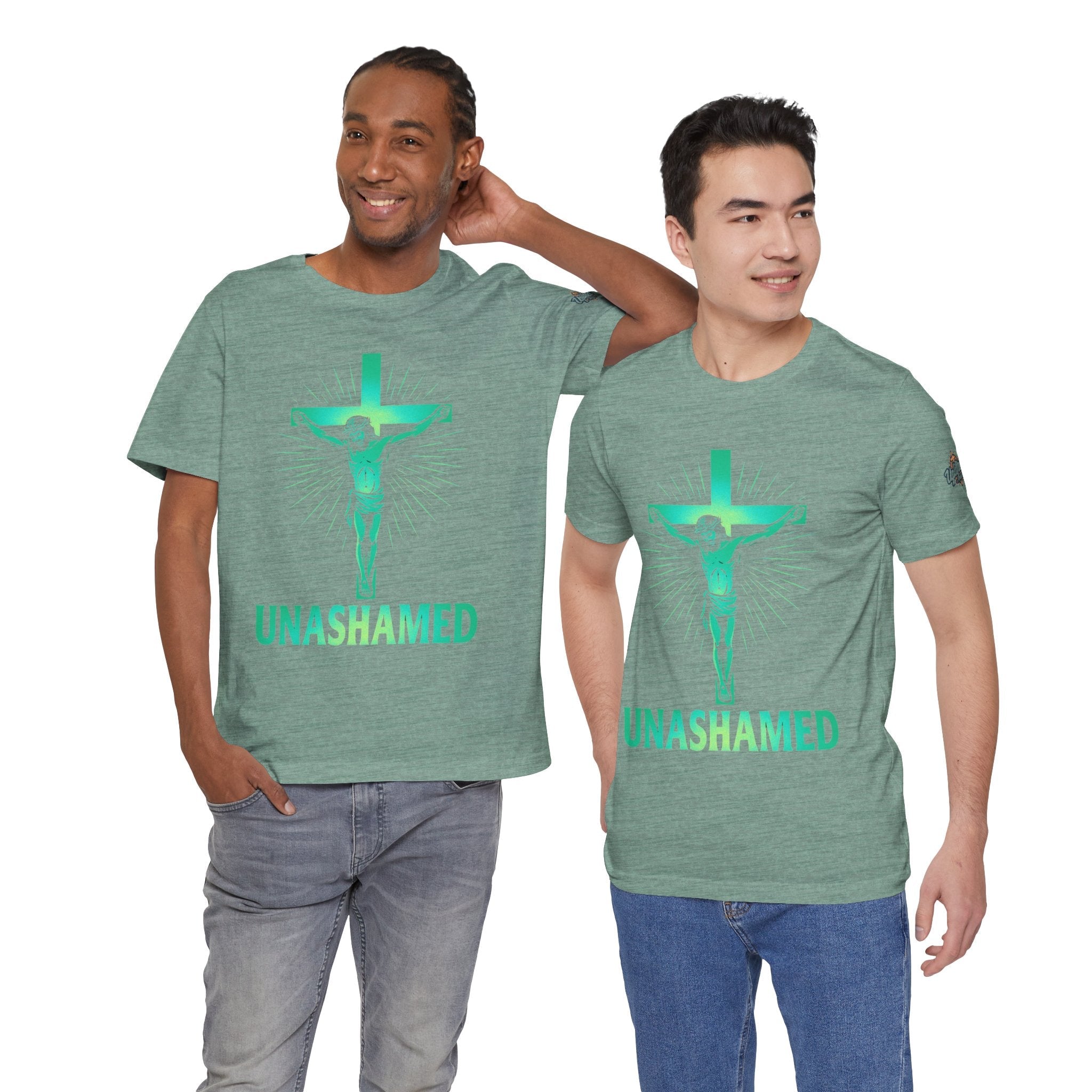 Unashamed T-shirt – Romans 1:16 Crucifixion Christian t-shirt for Bold Unwavering Faith Printify