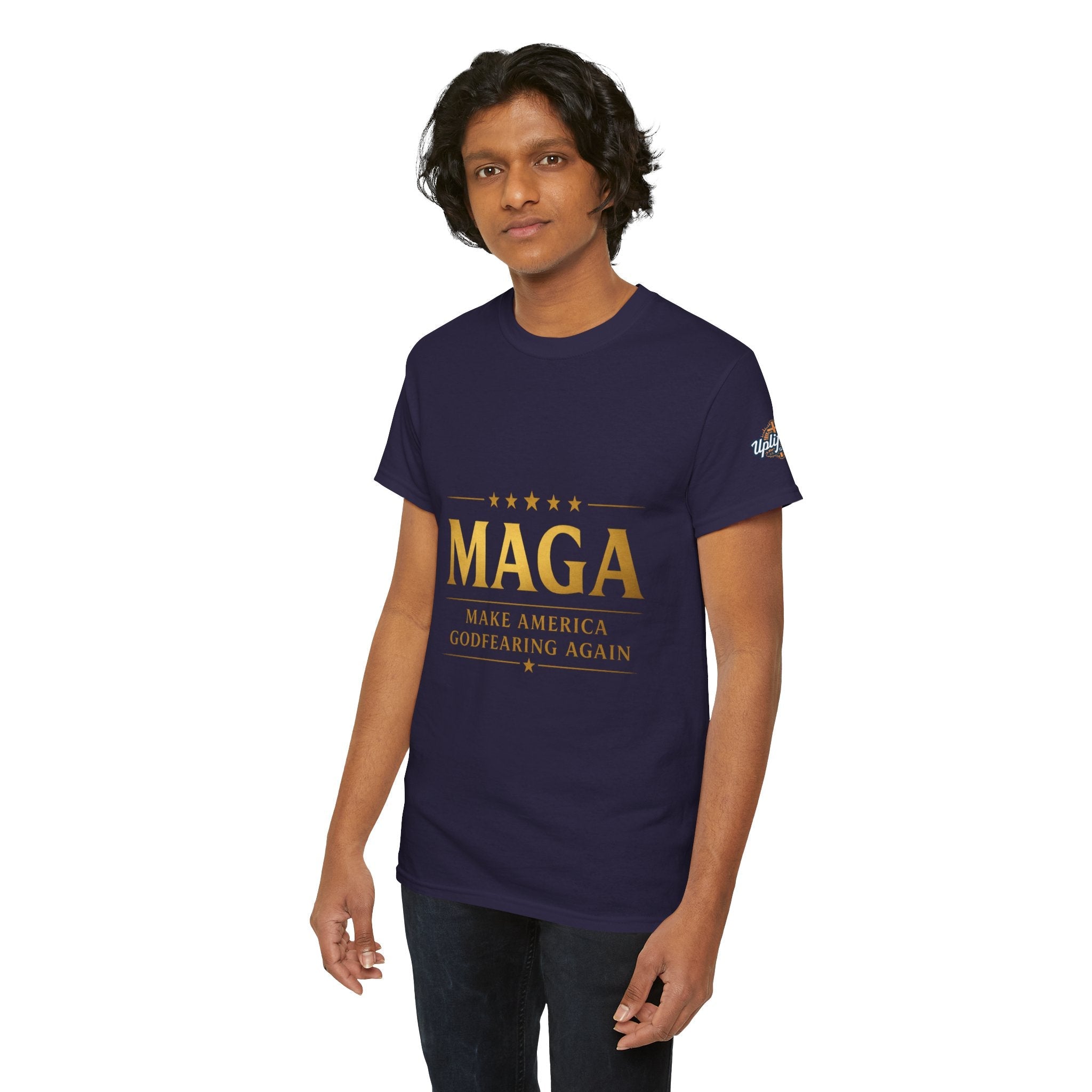 MAGA Gold Letter T-Shirt — "Make America Great Again" Printify