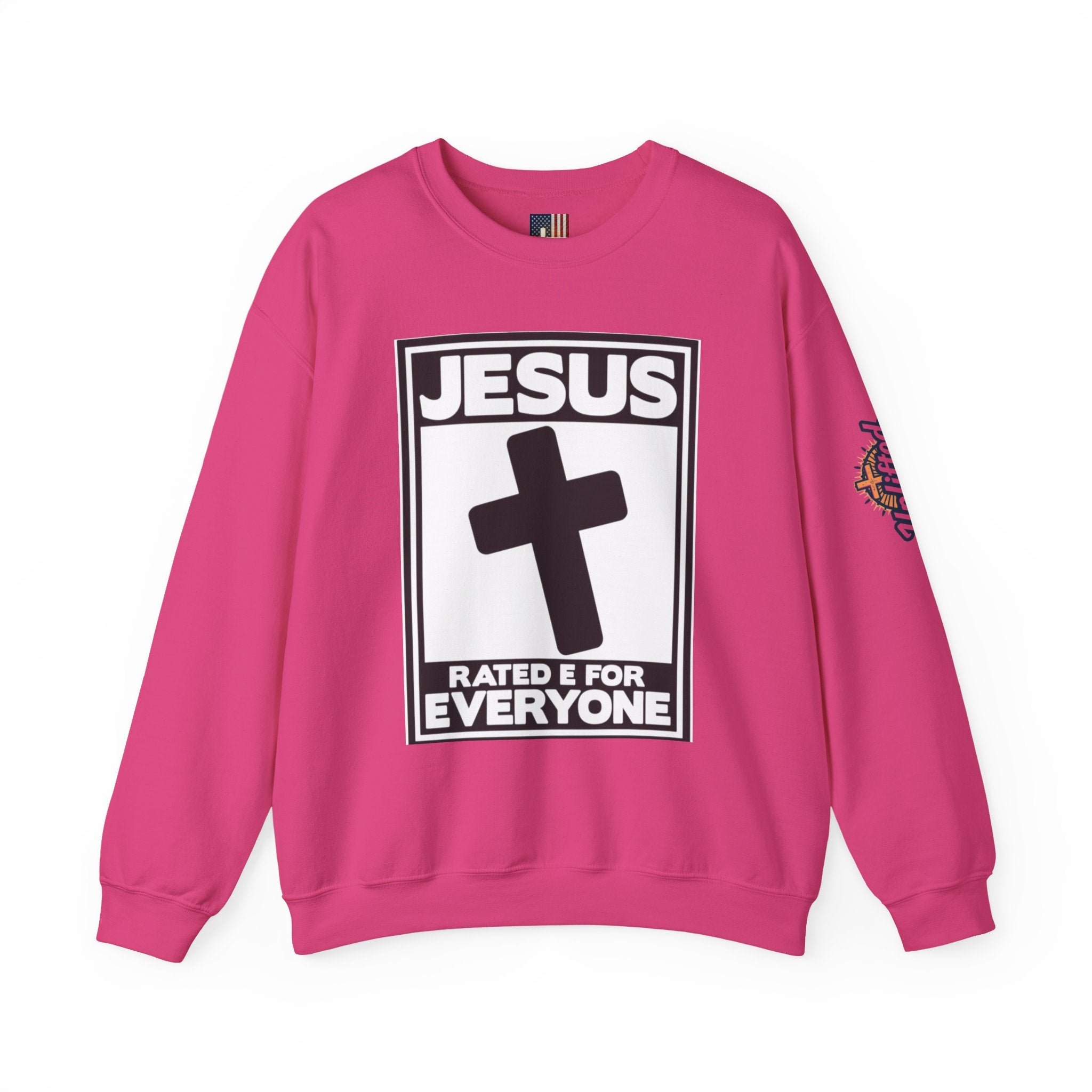 Jesus, Rated E for Everyone Sweatshirt - Gamer Faith Sweatshirt - Christian Video Game Parody Printify