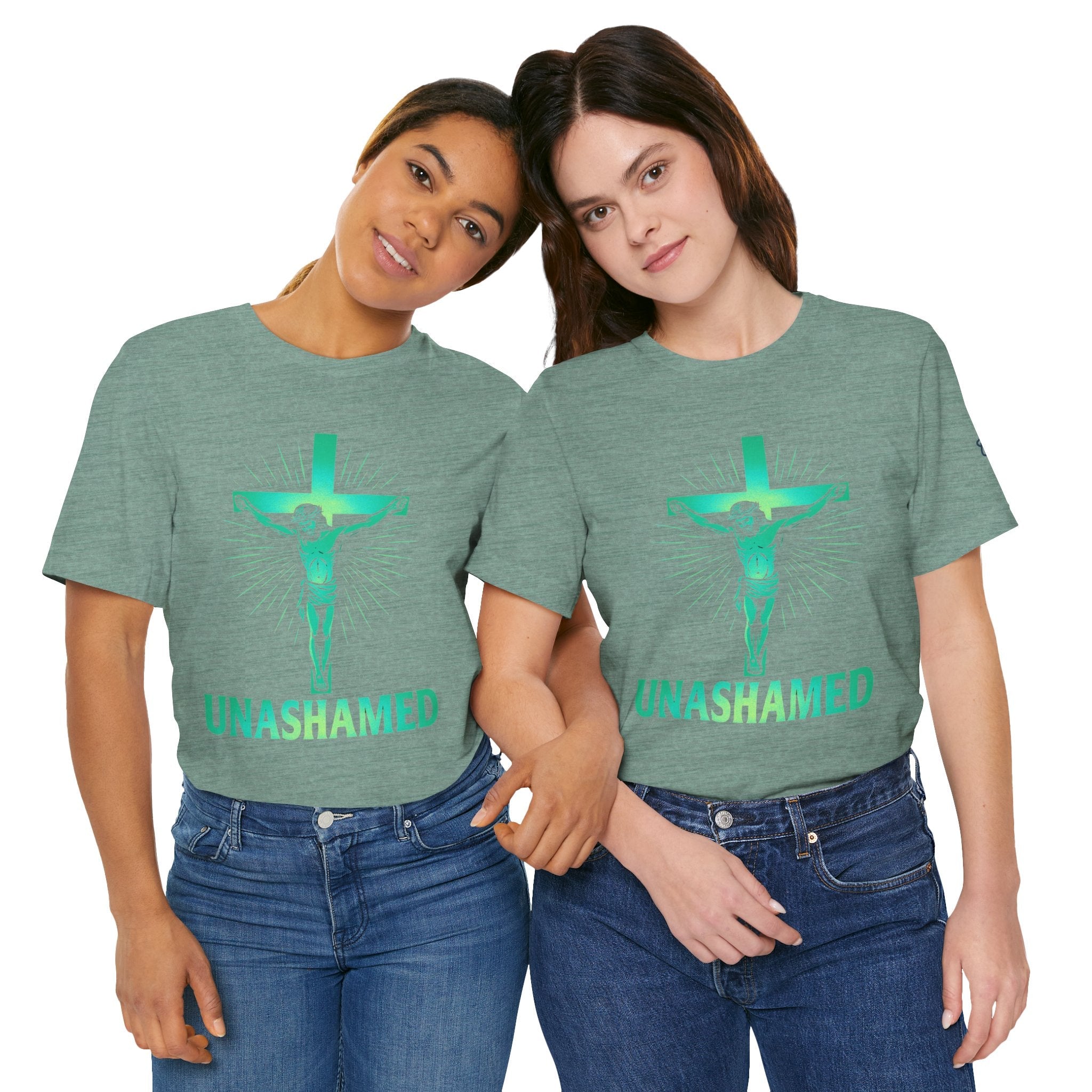 Unashamed T-shirt – Romans 1:16 Crucifixion Christian t-shirt for Bold Unwavering Faith Printify