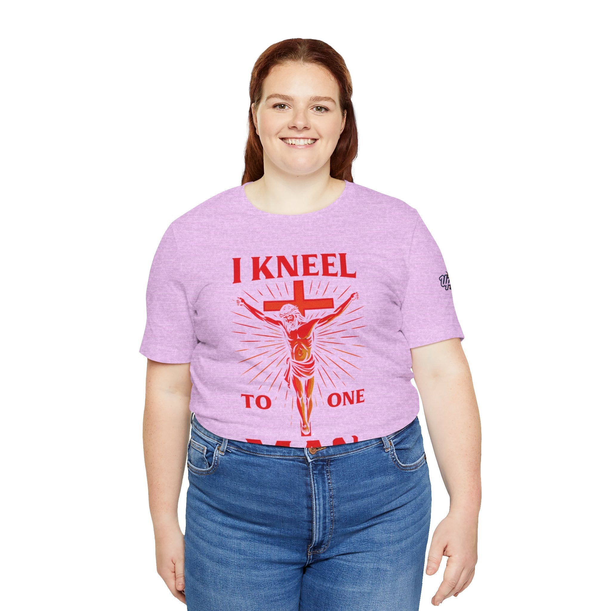 I Kneel to One Man T-shirt – Crucifixion Christian T-shirt for Unashamed Devotion & Bold Faith Printify