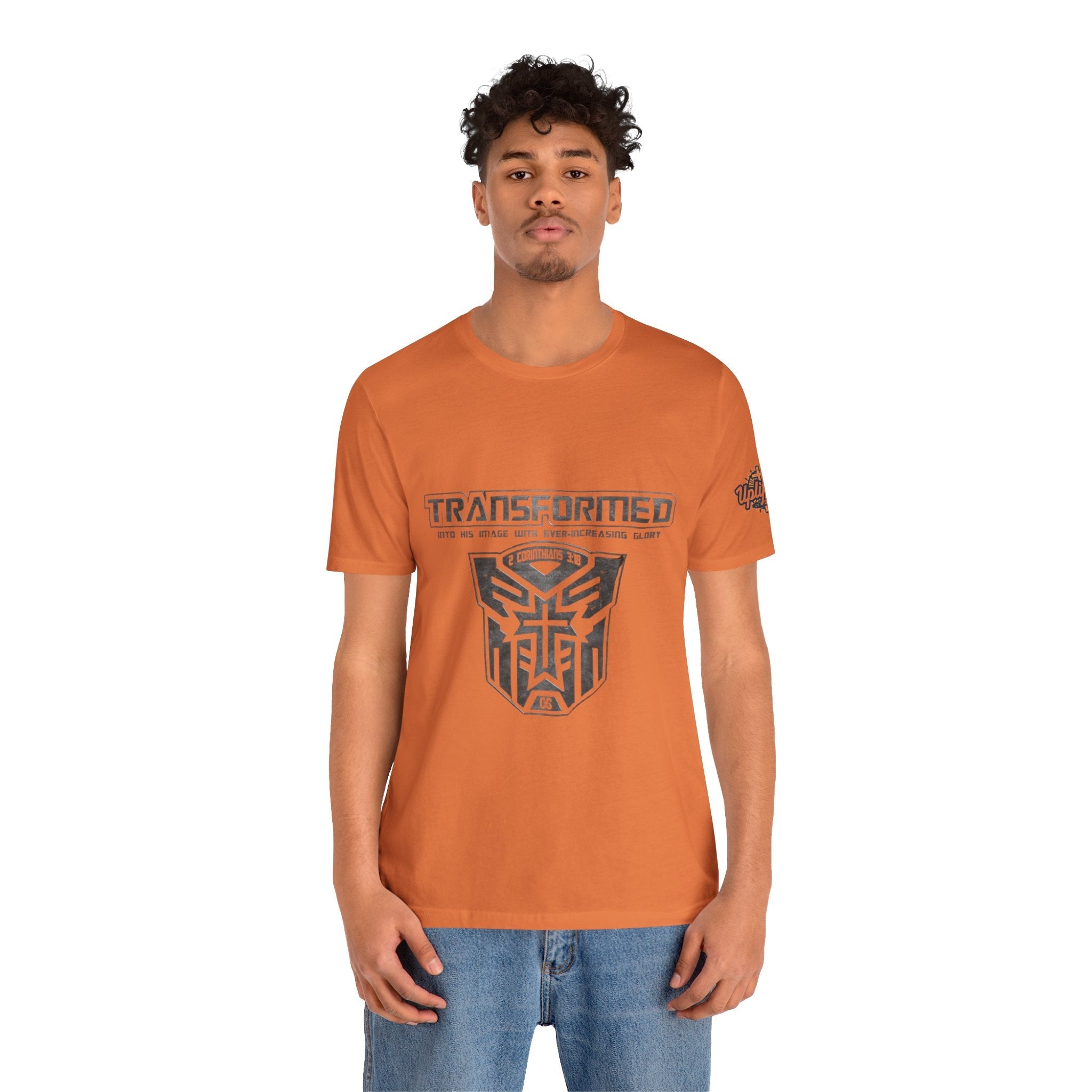 Transformer Logo Christian T-shirt | 2 Corinthians 3:18 Bible Verse T-shirt Printify