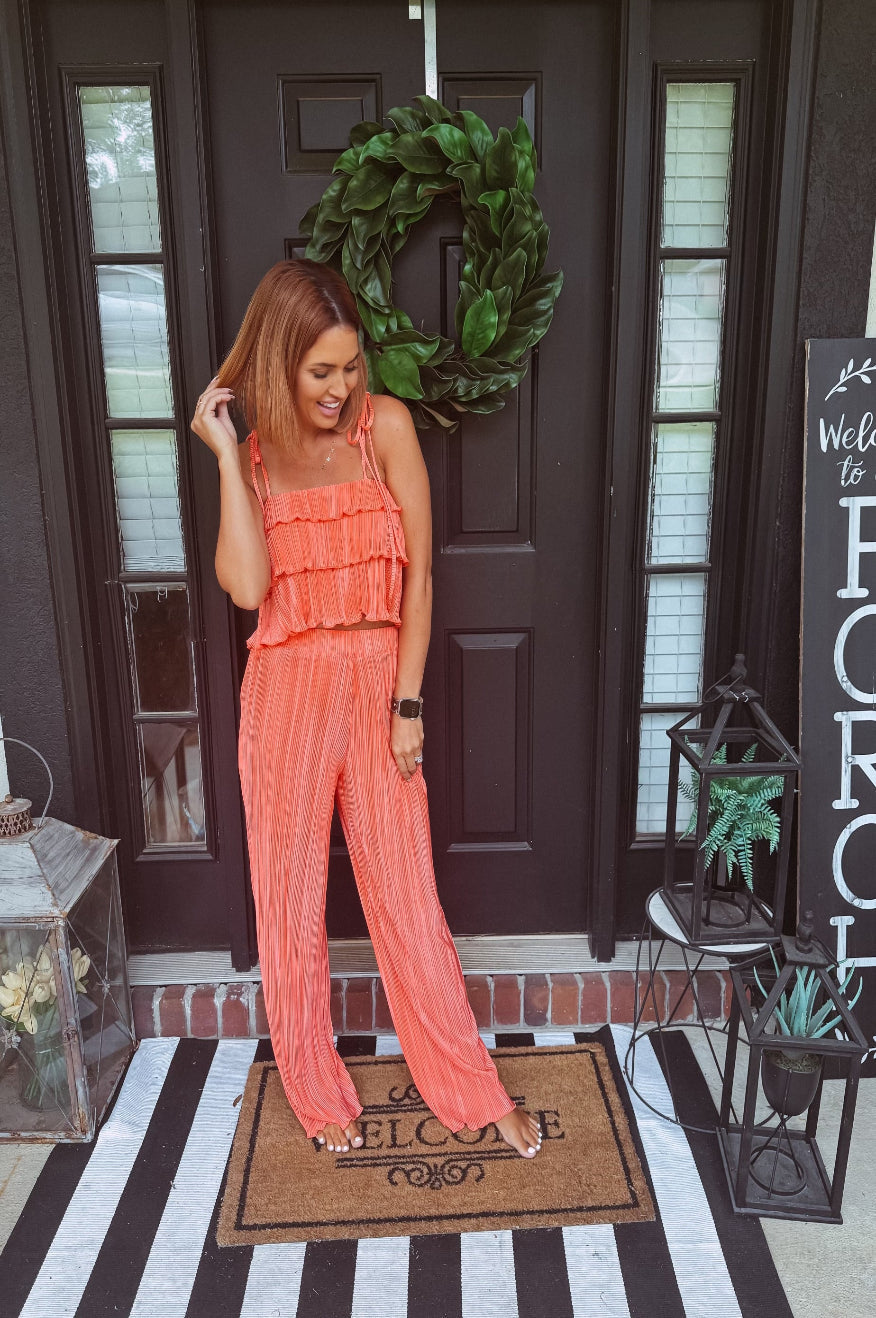 Coral Orange Ruffle Set Pretty Little Patriot