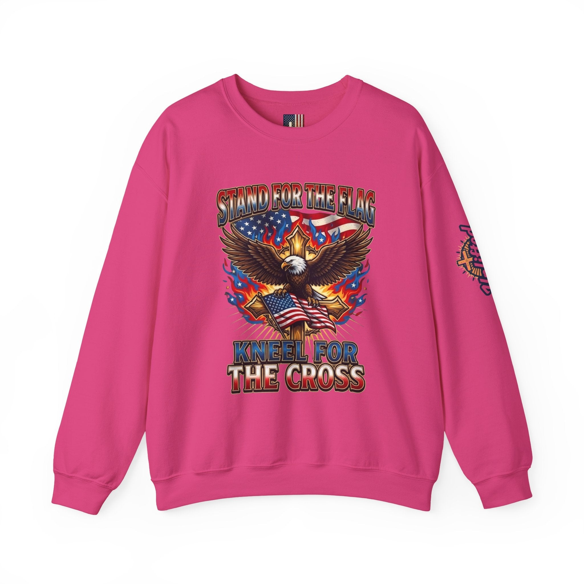 Stand for the Flag Kneel for the Cross Sweatshirt | Patriotic Eagle Sweatshirt Printify