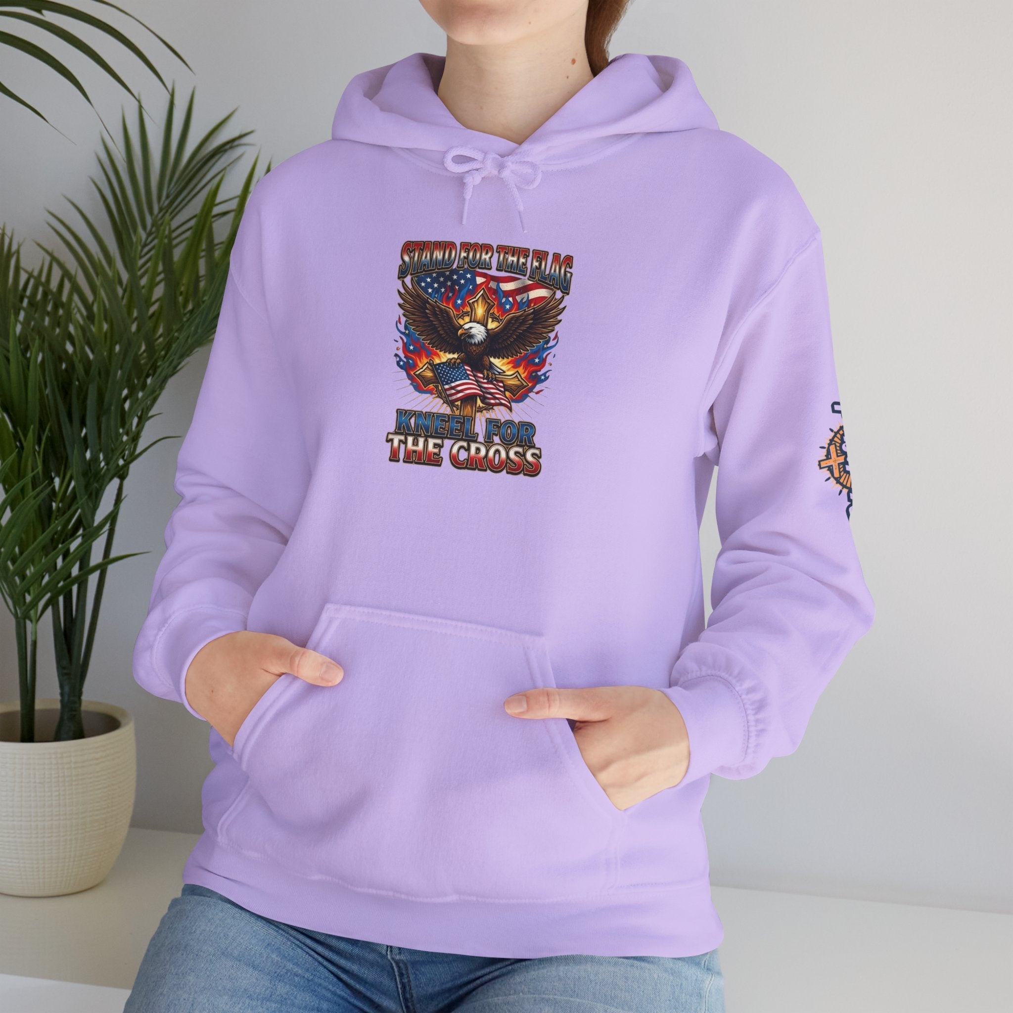Stand for the Flag Kneel for the Cross Hoodie | Patriotic Eagle Hoodie Printify