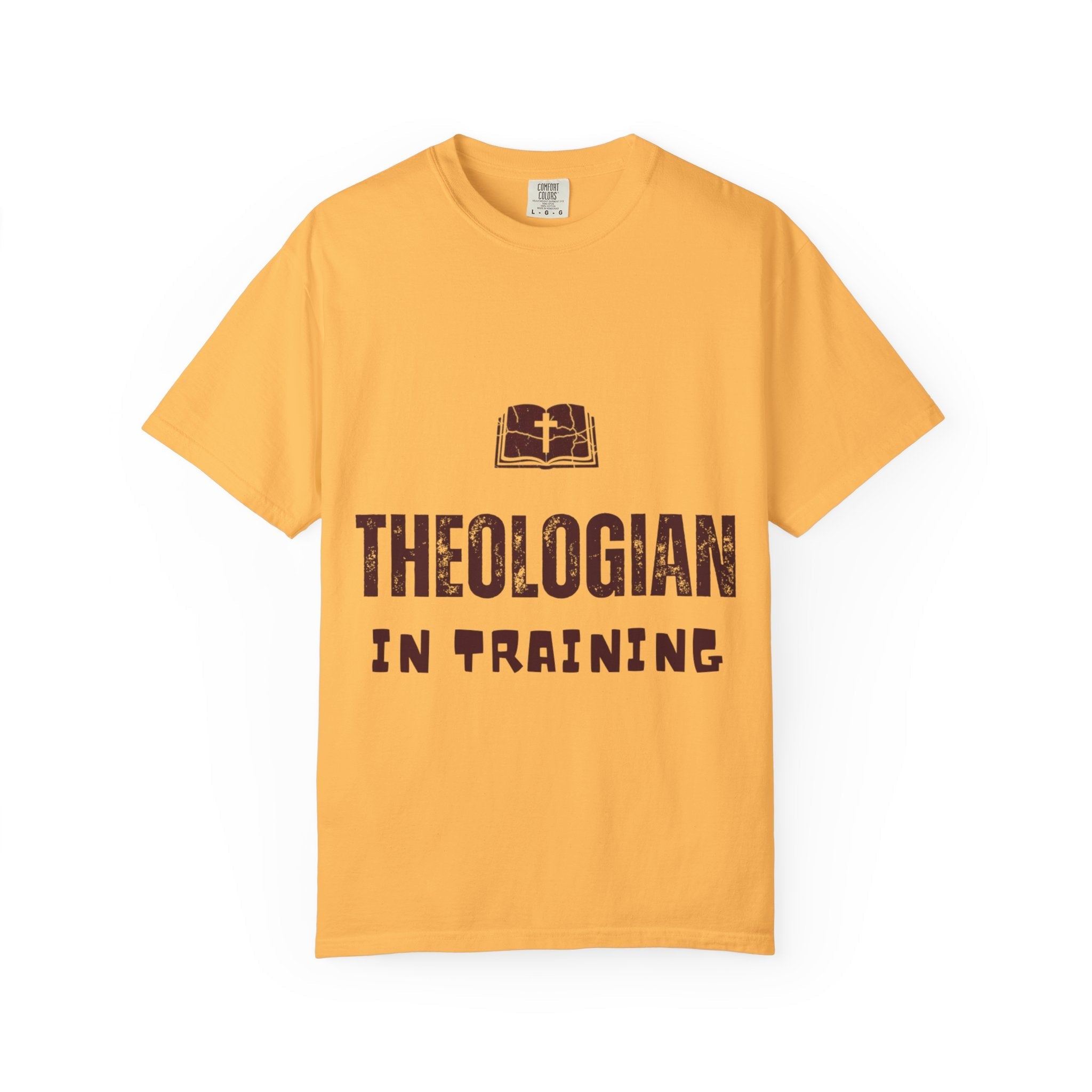 Theologian in Training T-Shirt – Open Bible & Cross Christian Tee for Faithful Learners Printify