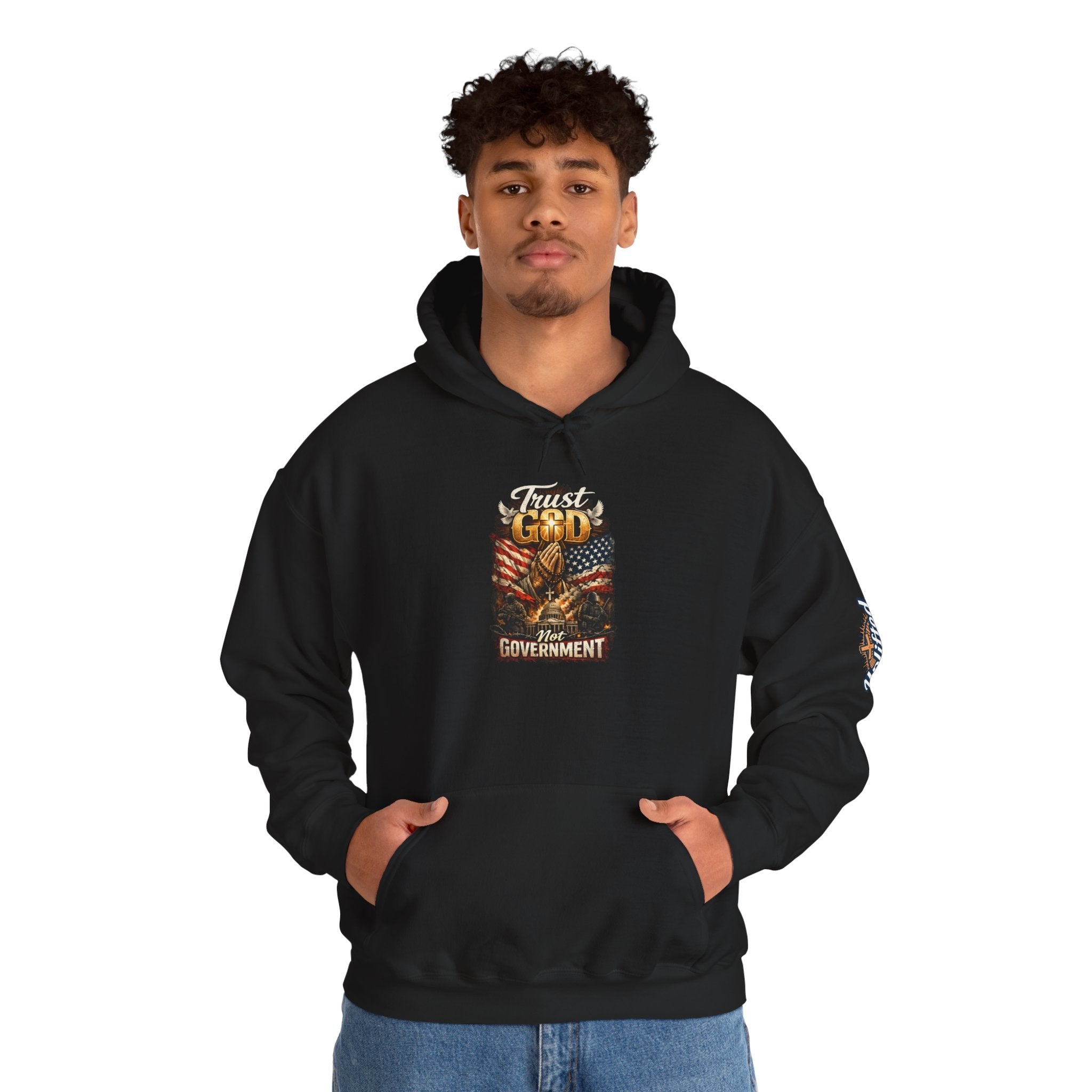 Trust God Not Government Hoodie — Vintage Patriotic Christian Hoodie Printify