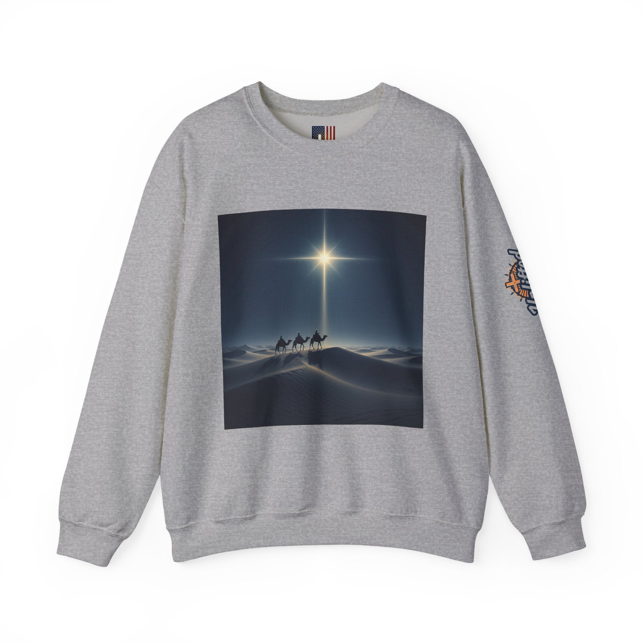 3 Wise Men Sweatshirt – Magi Camels Nativity Journey Christian Christmas Sweatshirt for Epiphany Faith & Holy Night Printify