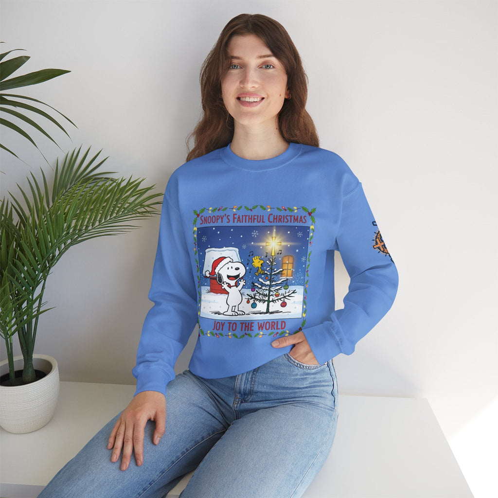 🎄 Faithful Christmas Friends – Christian Holiday Sweatshirt | Festive Tree & Cartoon Duo | Heartwarming Christmas Tee by Uplifted Gear Printify