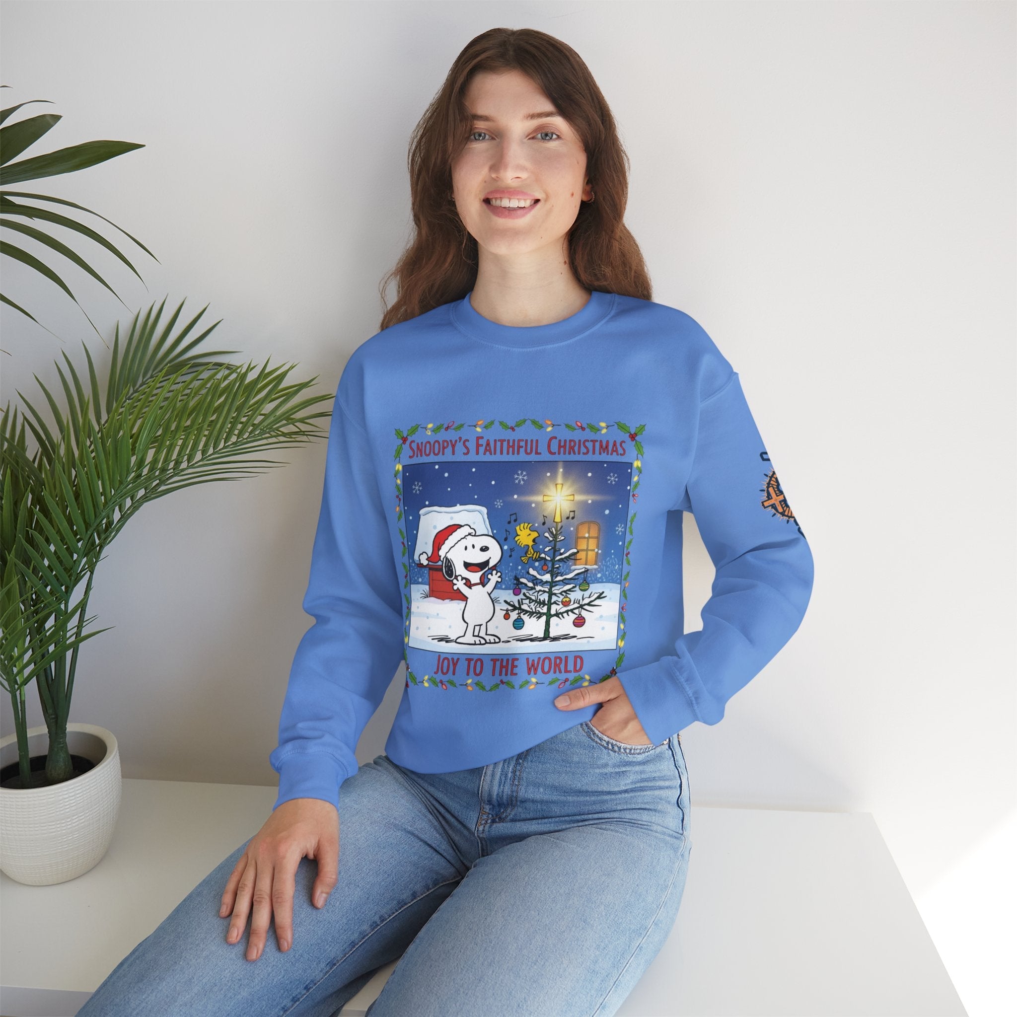 🎄 Faithful Christmas Friends – Christian Holiday Sweatshirt | Festive Tree & Cartoon Duo | Heartwarming Christmas Tee by Uplifted Gear Printify