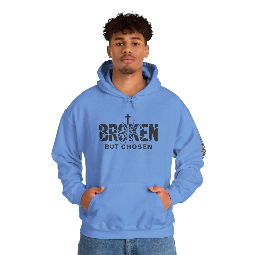 Broken But Chosen Hoodie — Christian Faith Graphic Sweatshirt Printify