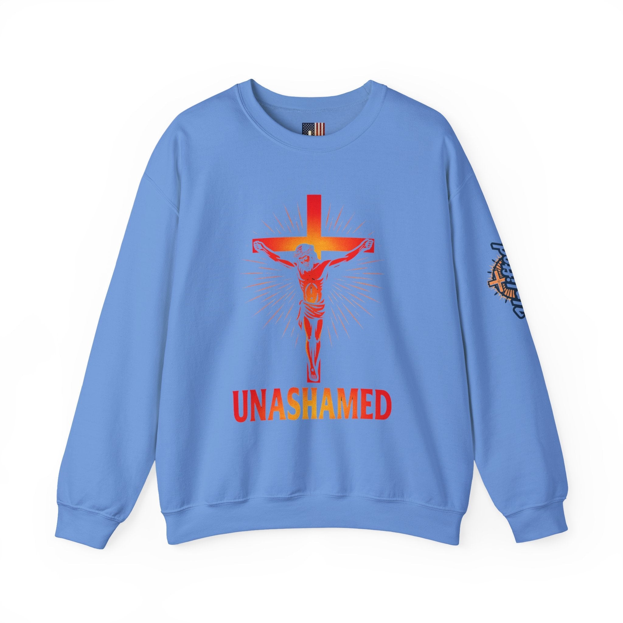 Unashamed Sweatshirt – Romans 1:16 Crucifixion Christian Sweatshirt for Bold Unwavering Faith Printify