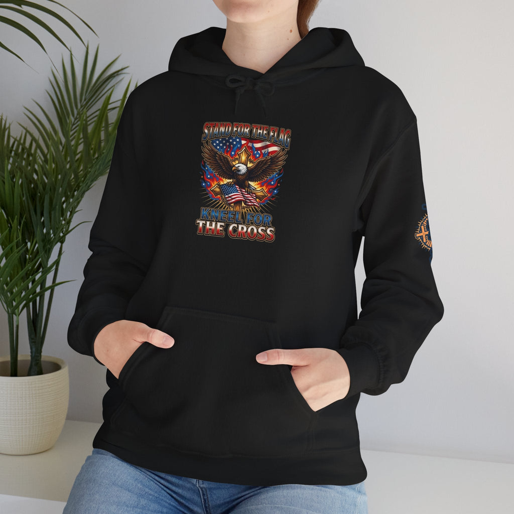 Stand for the Flag Kneel for the Cross Hoodie | Patriotic Eagle Hoodie Printify