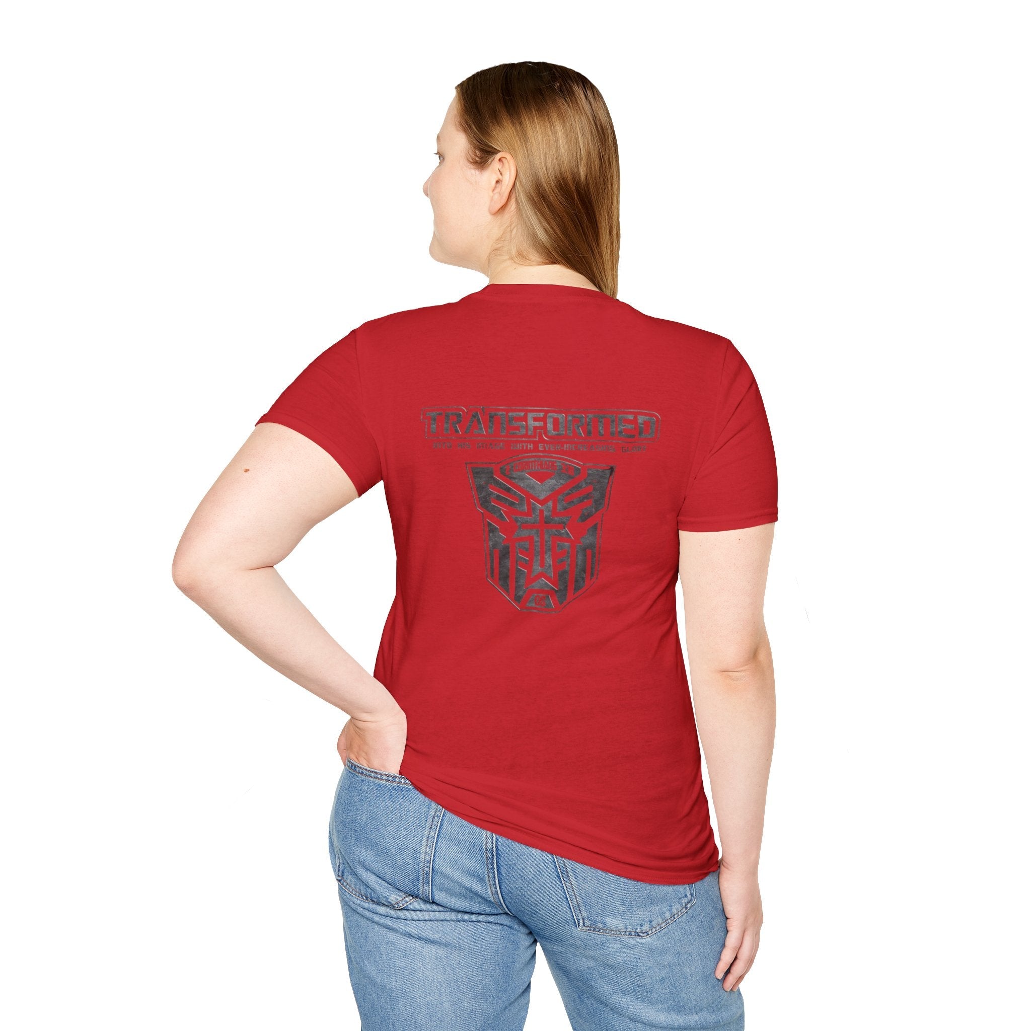 Transformer Logo Christian T-shirt | 2 Corinthians 3:18 Bible Verse T-shirt Printify