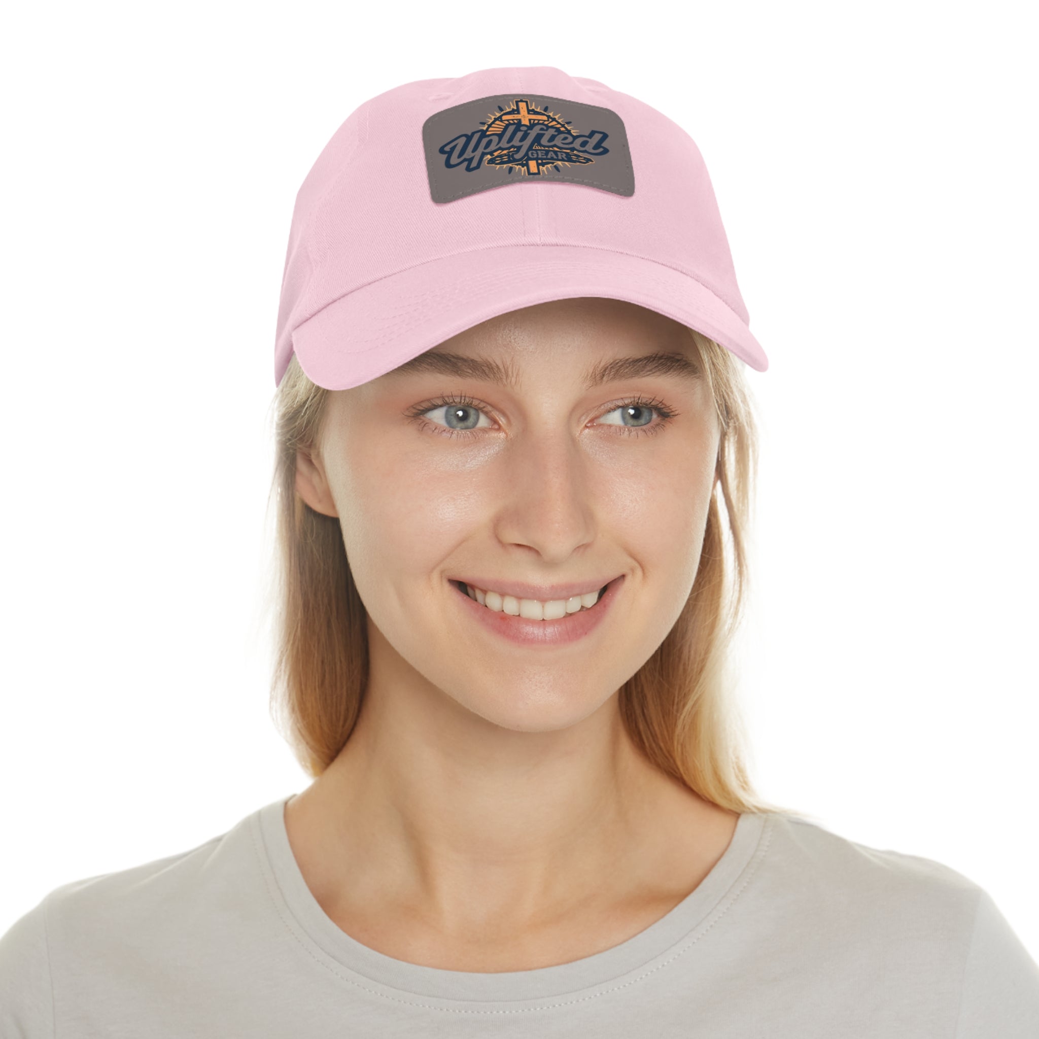 Uplifted Gear Leather Patch Dad Hat — Vintage Aviation Logo Cap Printify