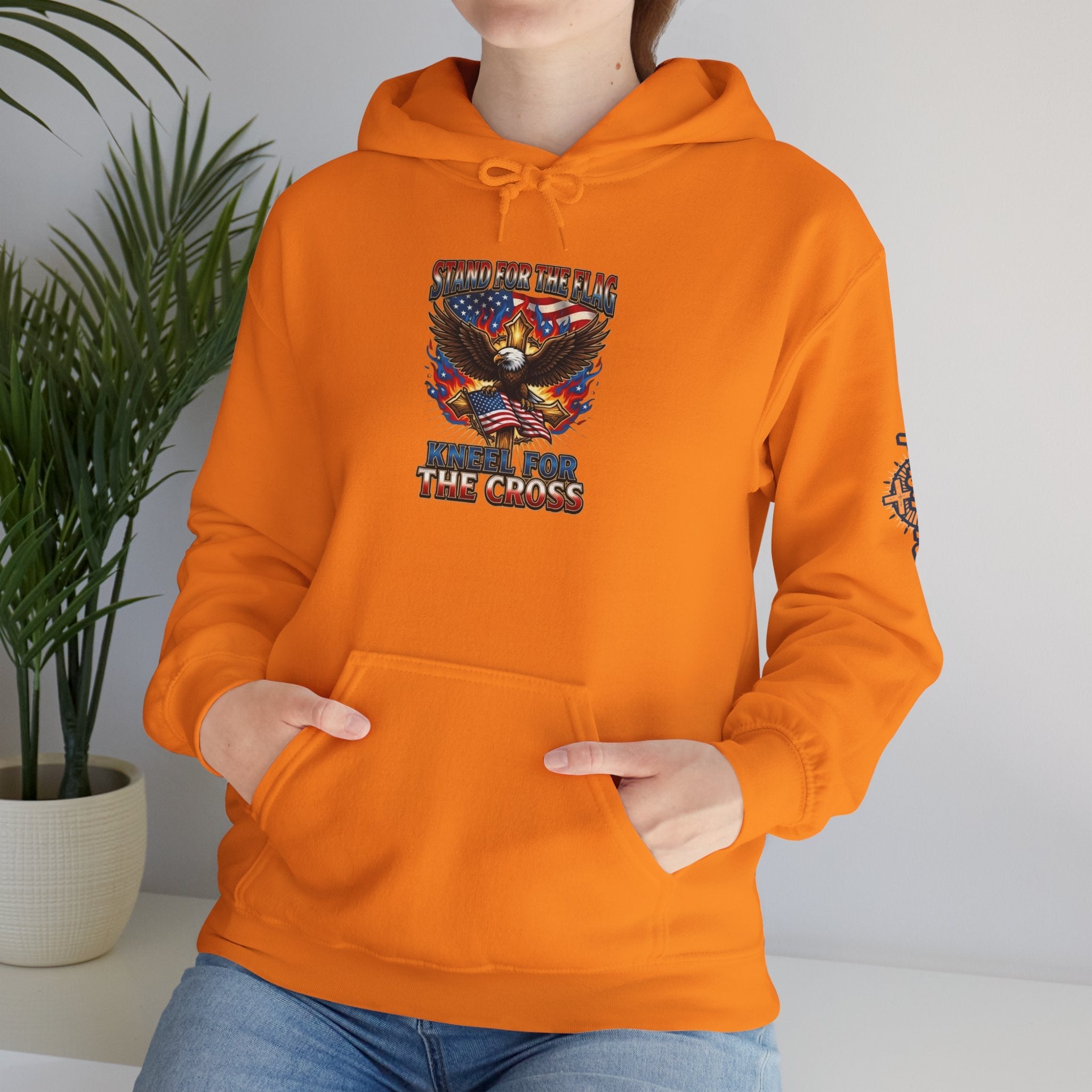 Stand for the Flag Kneel for the Cross Hoodie | Patriotic Eagle Hoodie Printify